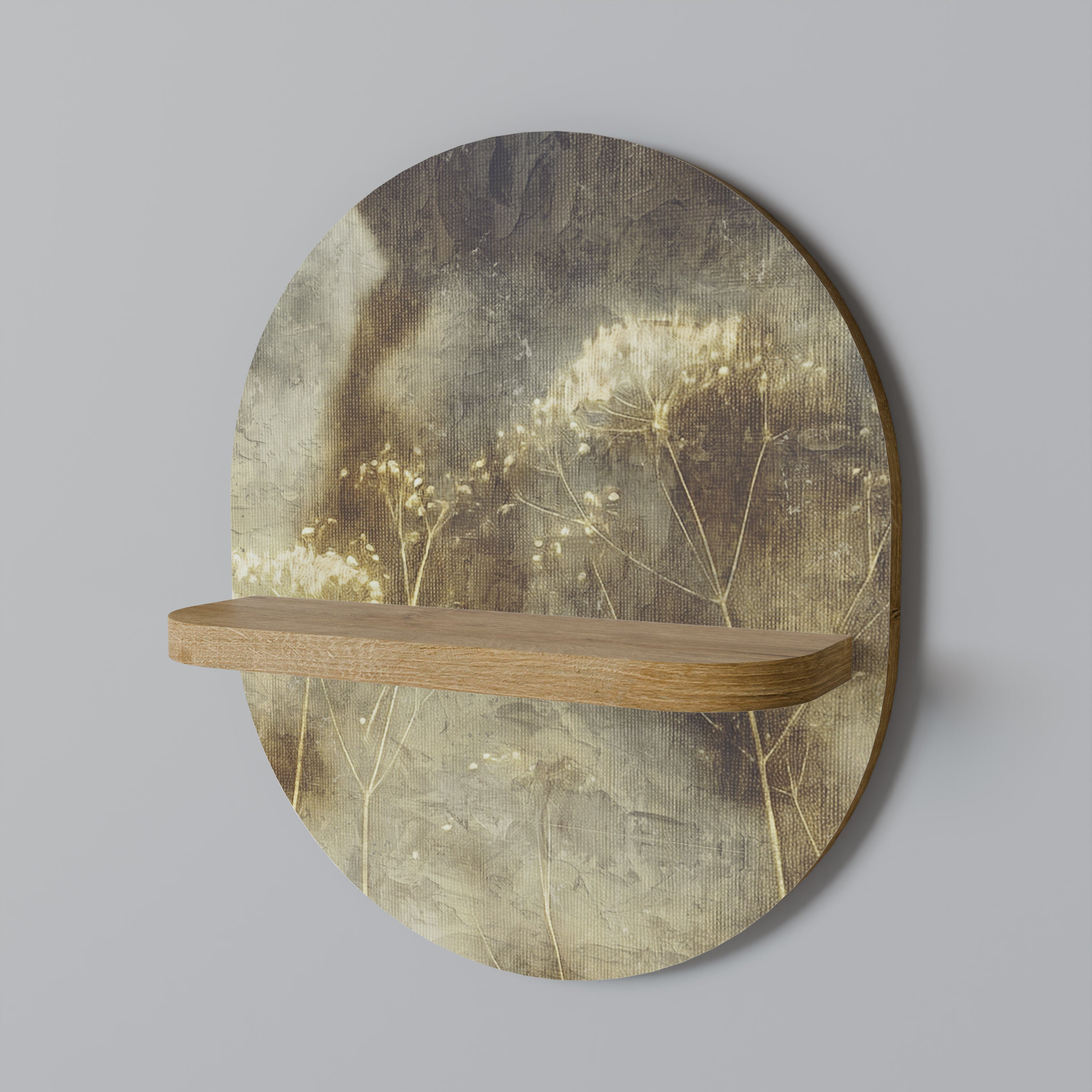 Étagère d'art ovale GENTLE POWER effet chêne