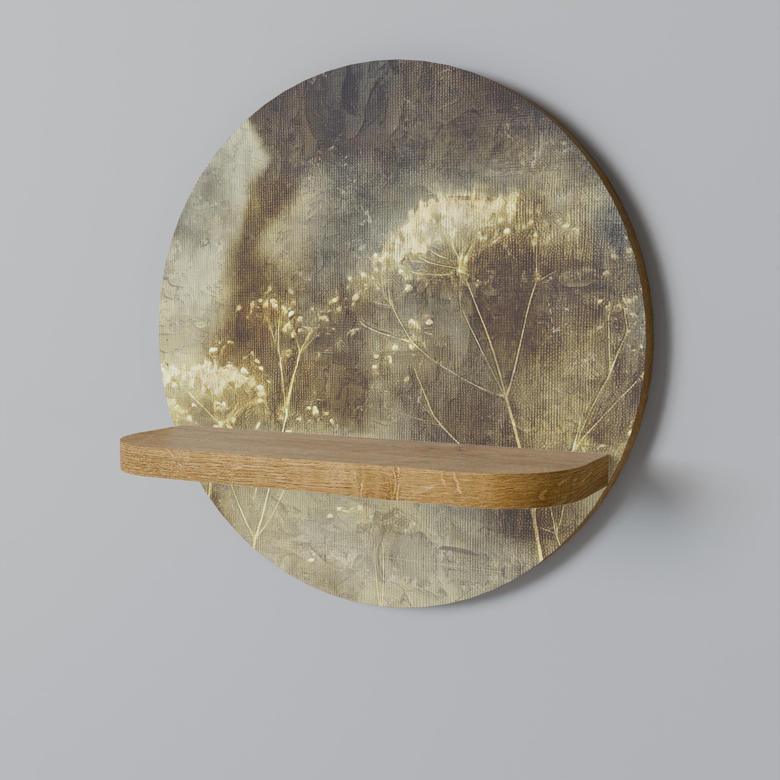 Étagère d'art ronde GENTLE POWER effet chêne