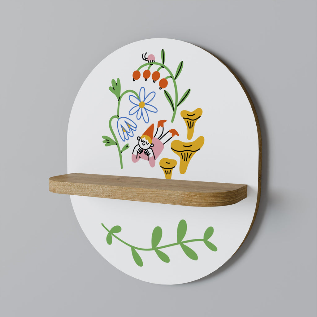 GARDEN LIFE Oval Art Shelf In Oak Effect