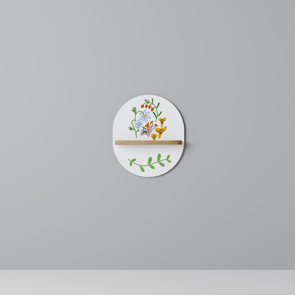 GARDEN LIFE Oval Art Shelf In Oak Effect