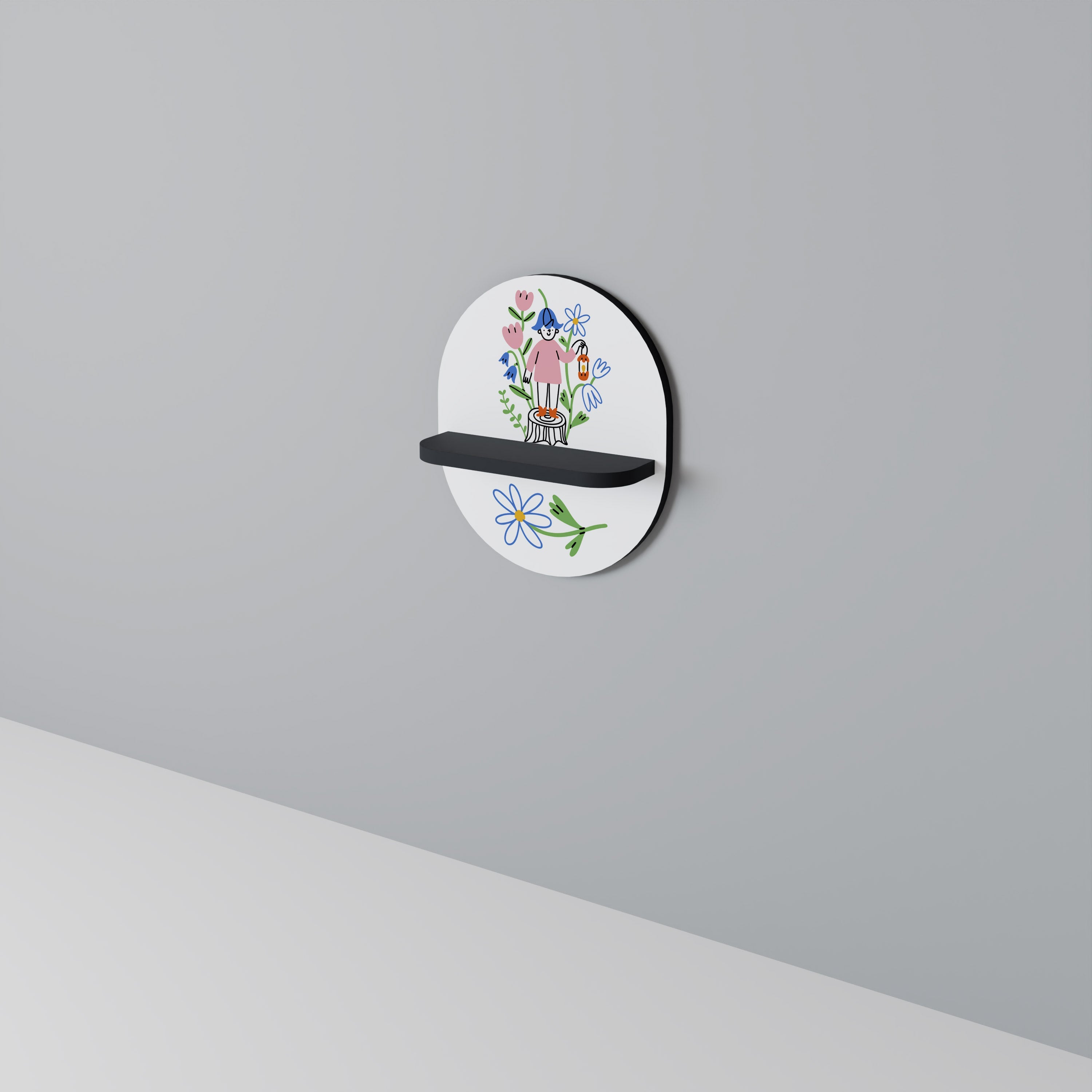 Étagère d'art ovale GARDEN GUARDIAN en finition noire