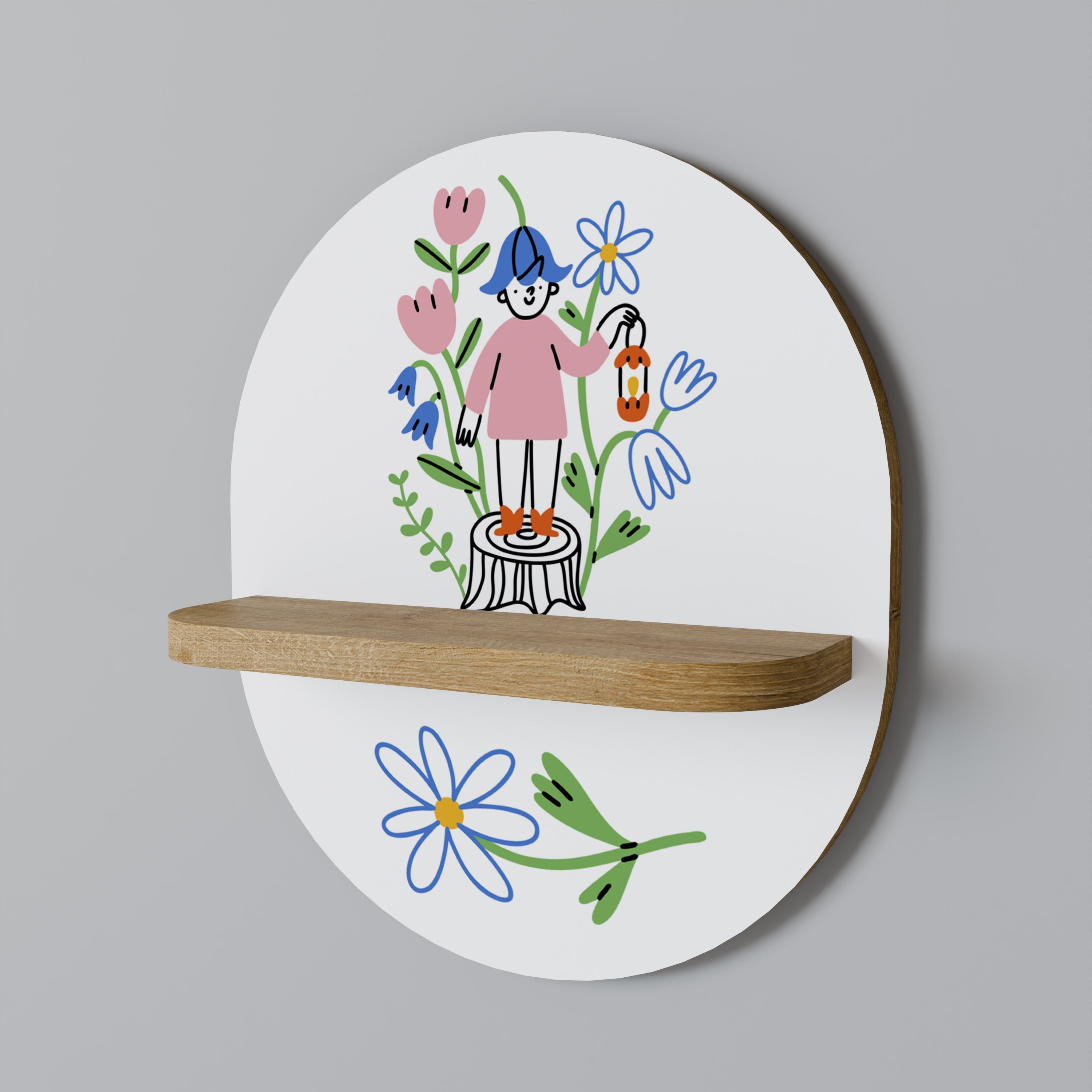 Étagère d'art ovale GARDEN GUARDIAN effet chêne