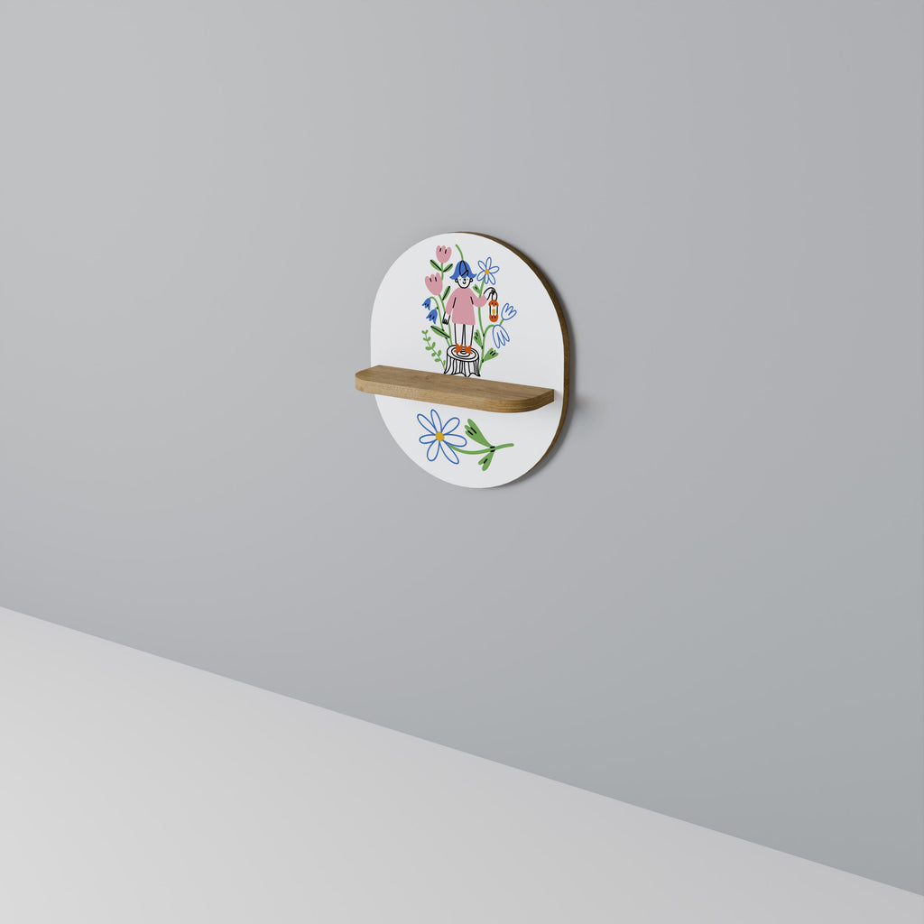 Étagère d'art ovale GARDEN GUARDIAN effet chêne