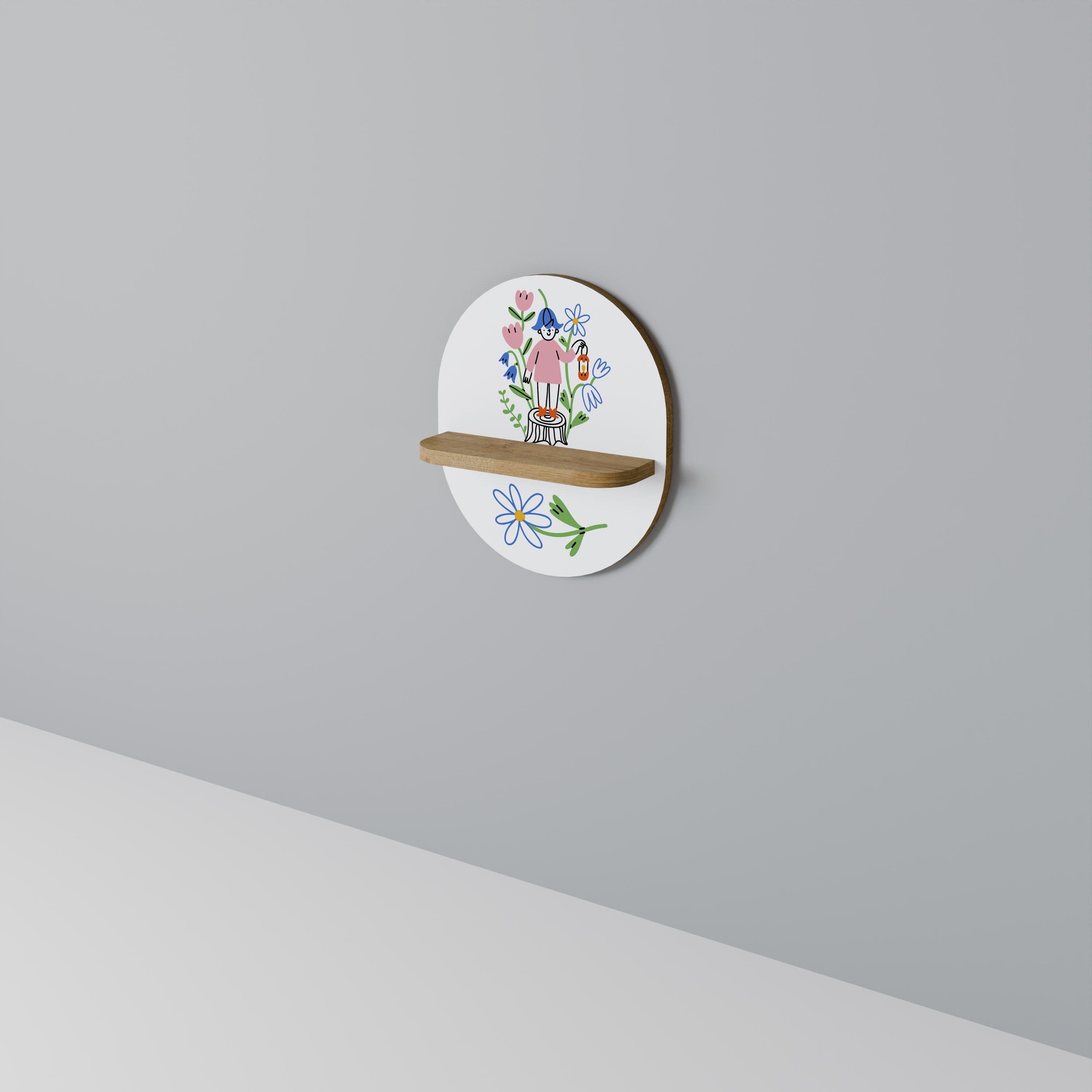 Étagère d'art ovale GARDEN GUARDIAN effet chêne