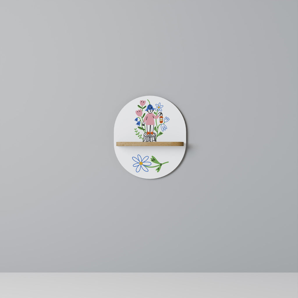 Étagère d'art ovale GARDEN GUARDIAN effet chêne