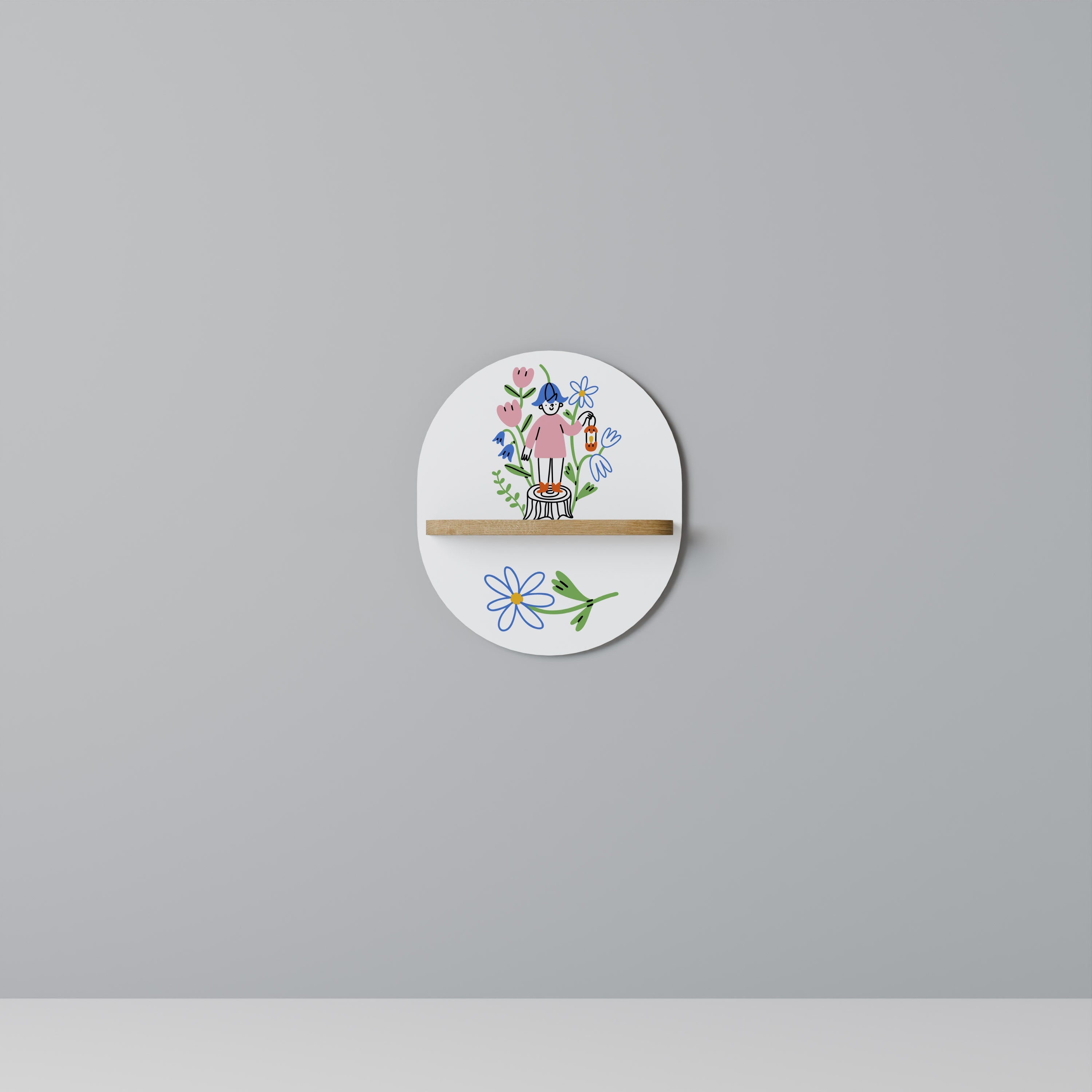 Étagère d'art ovale GARDEN GUARDIAN effet chêne