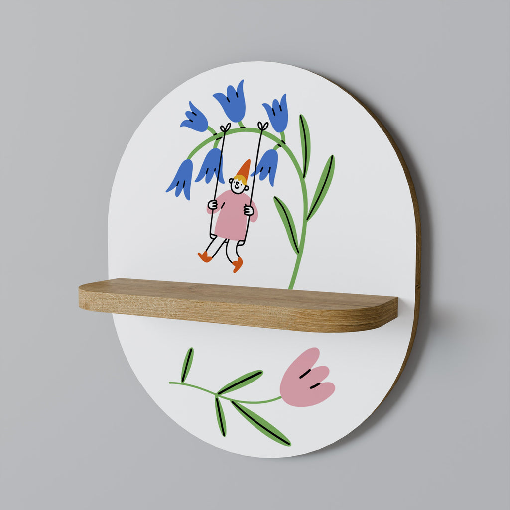 GARDEN JOY Oval Art Shelf In Oak Effect