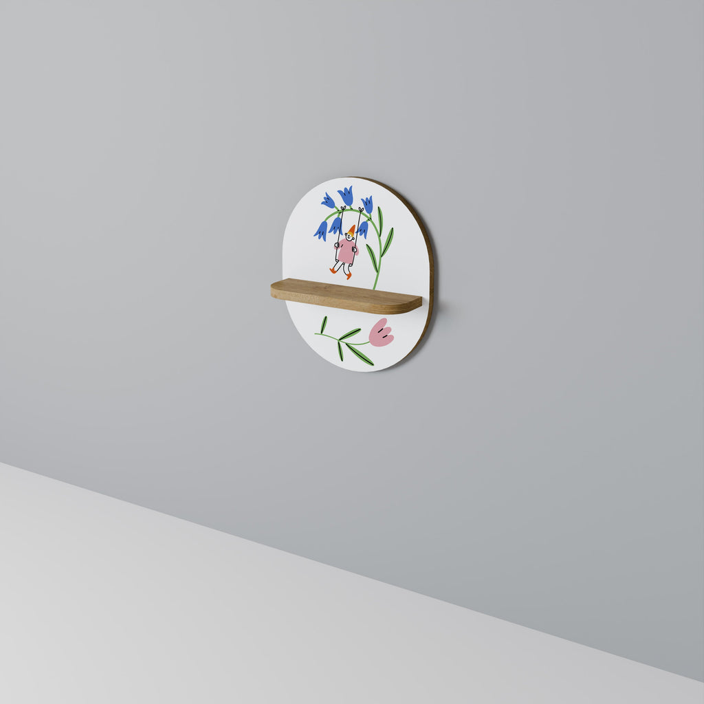 GARDEN JOY Oval Art Shelf In Oak Effect