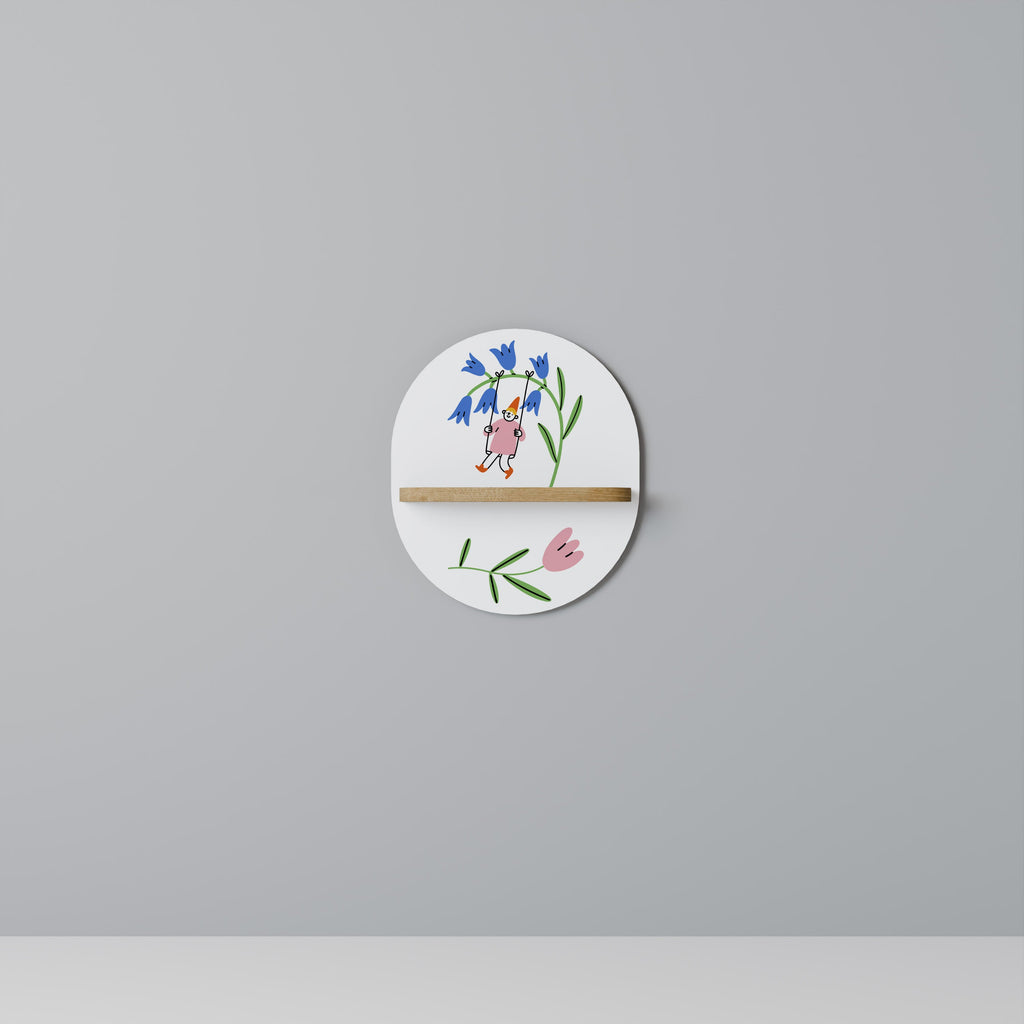 GARDEN JOY Oval Art Shelf In Oak Effect