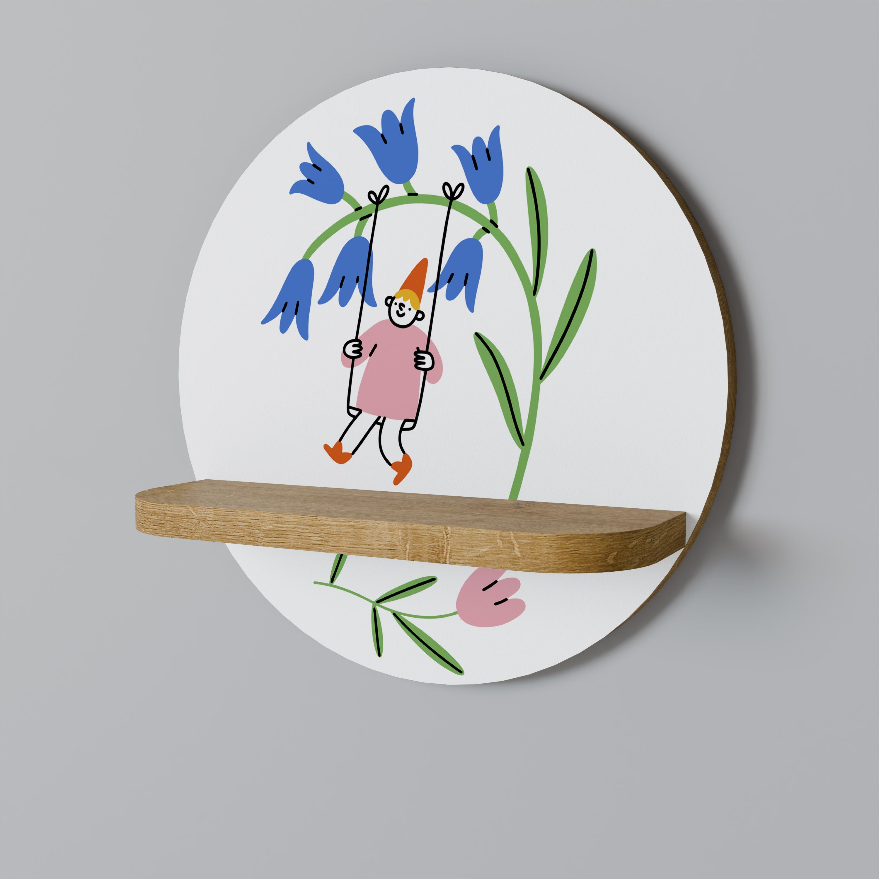 Étagère ronde GARDEN JOY effet chêne