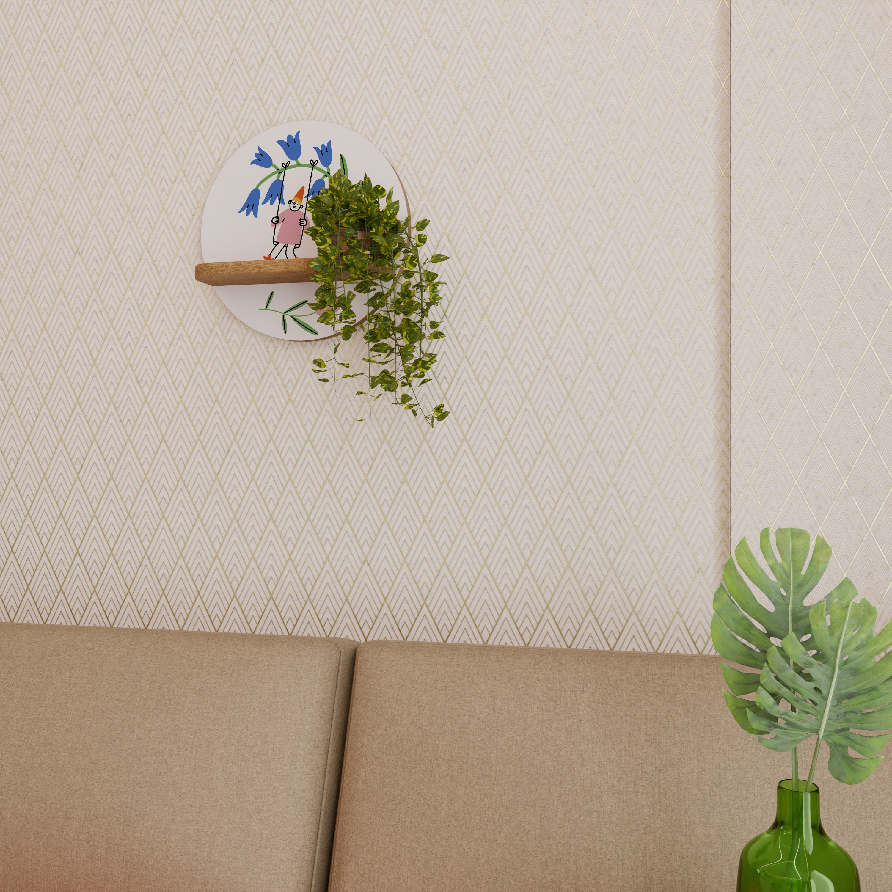 Étagère ronde GARDEN JOY effet chêne