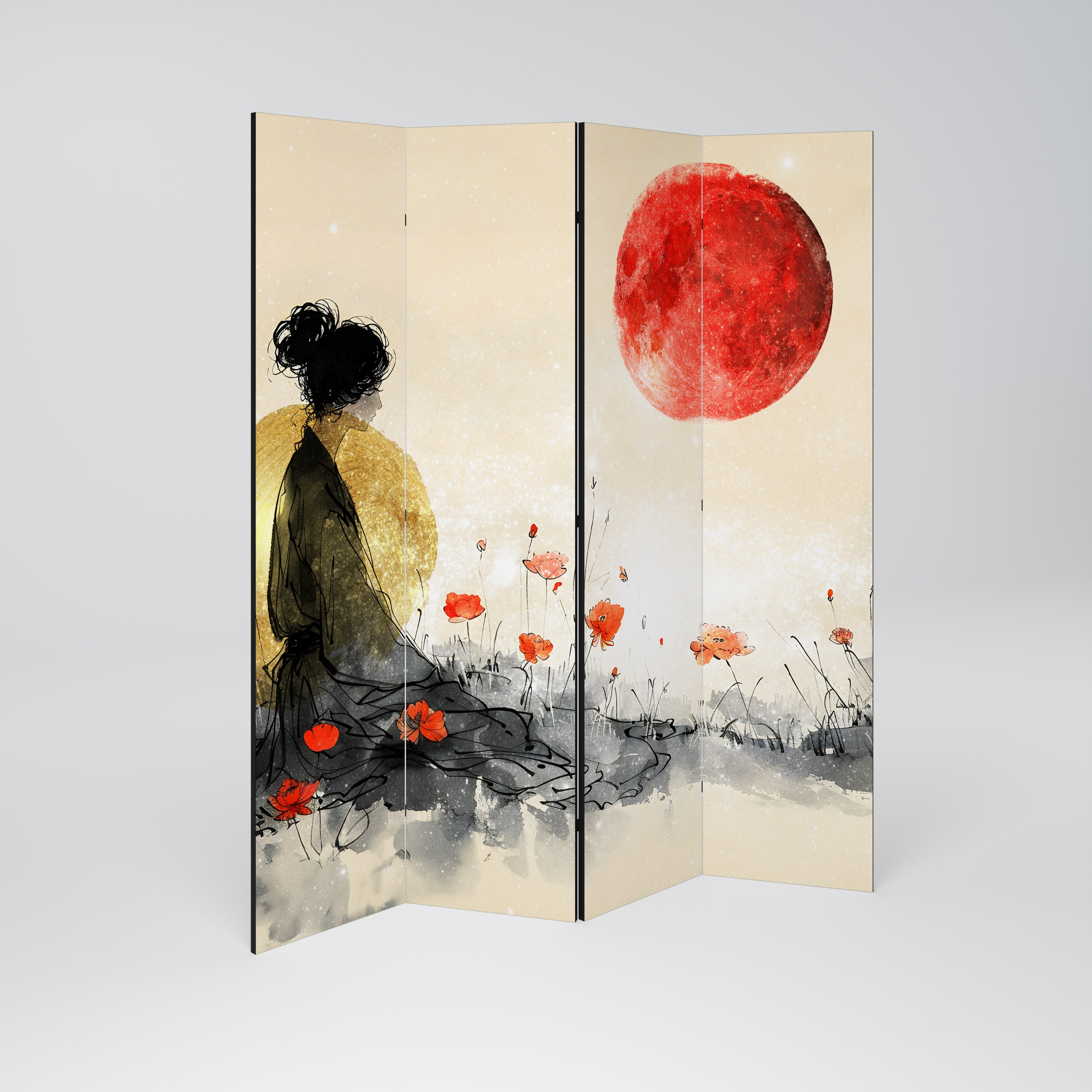 GOLDEN GLOW MEDITATION 4-Panel Room Divider