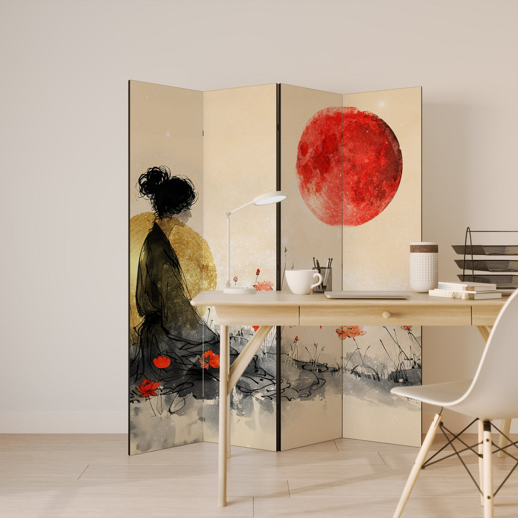 Paravent décoratif à 4 panneaux MÉDITATION GOLDEN GLOW