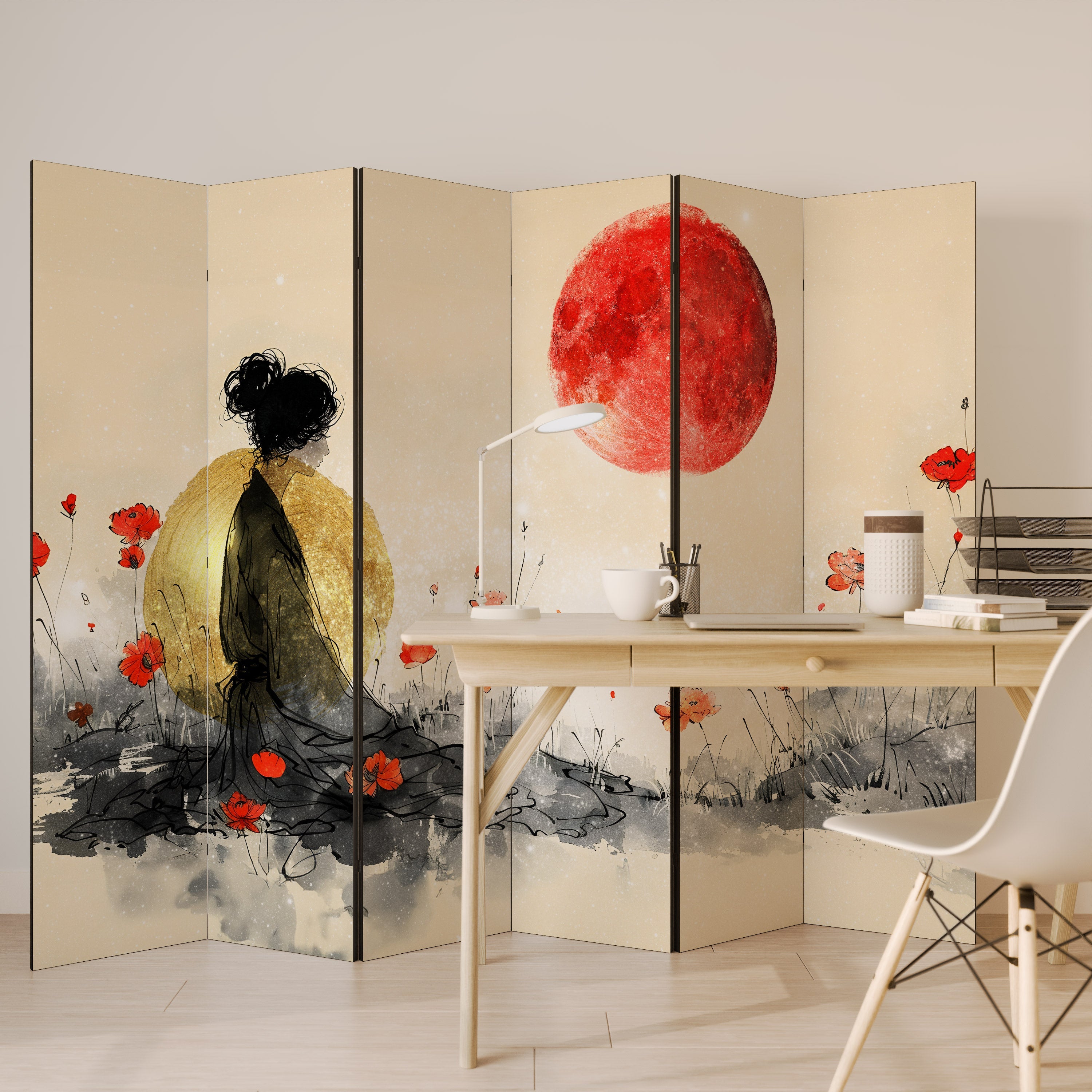 Paravent décoratif à 6 panneaux GOLDEN GLOW MEDITATION