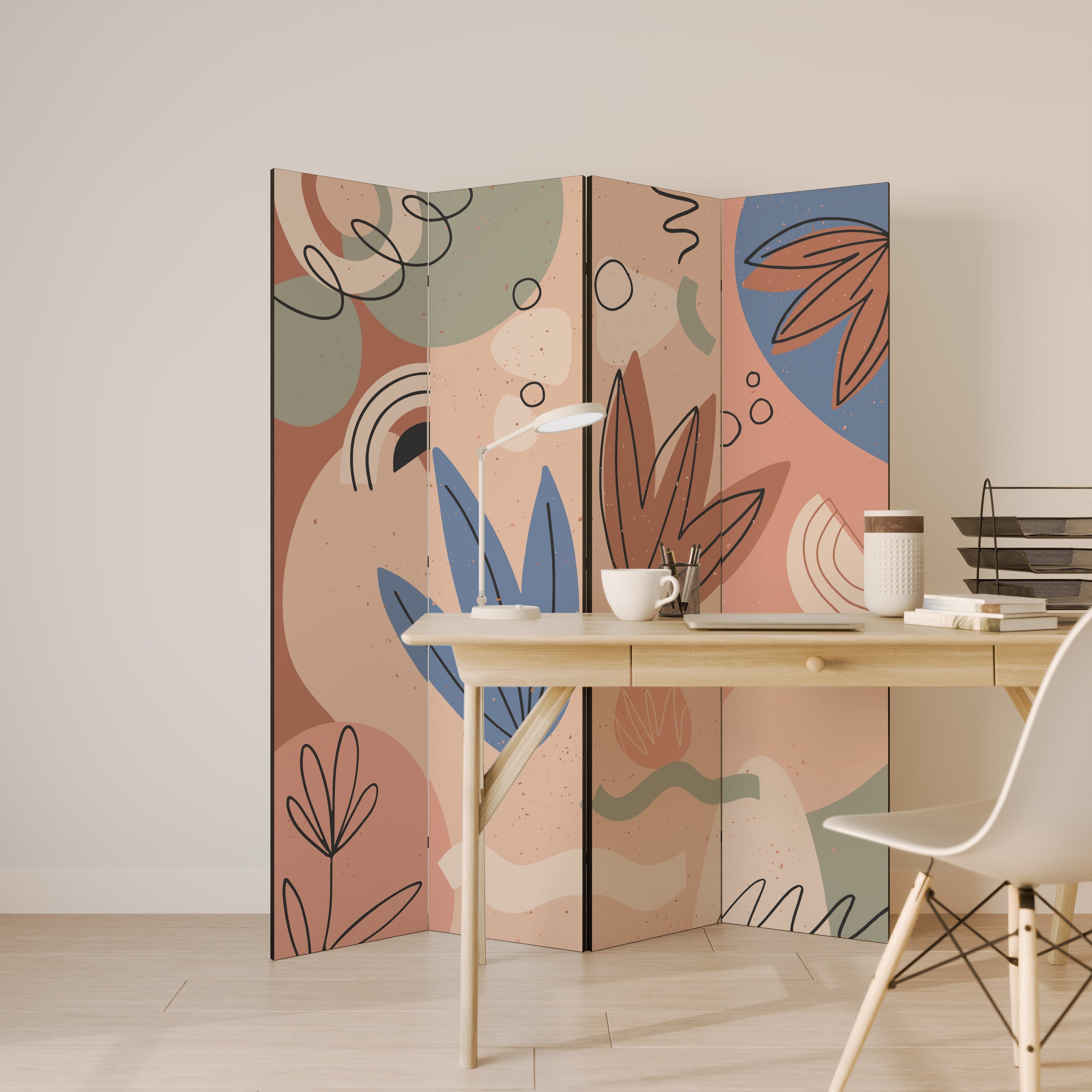 Paravent décoratif à 4 panneaux PASTEL DESTINY