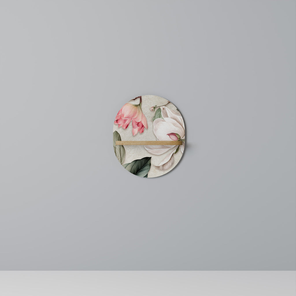 Étagère d'art ovale FLORAL GRACE effet chêne