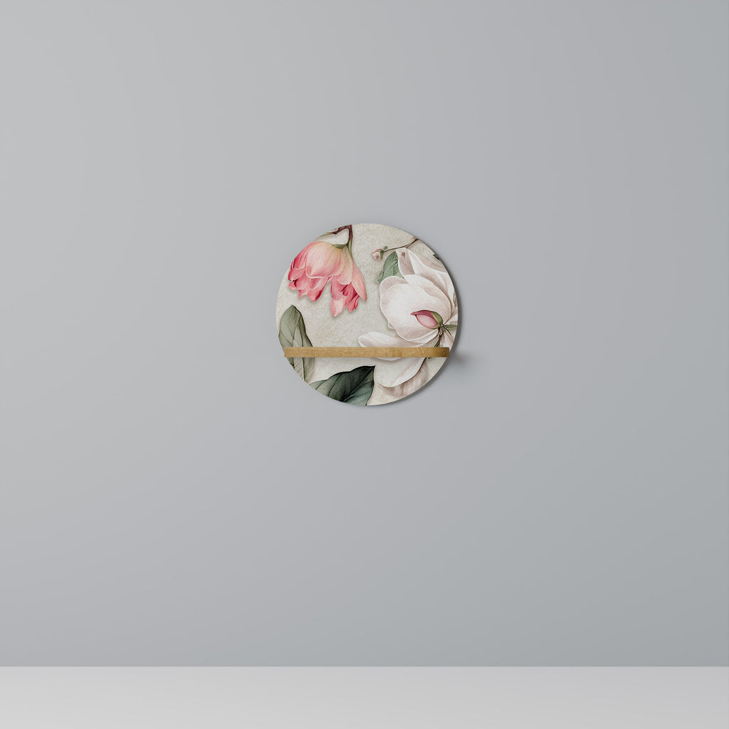 Étagère d'art ronde FLORAL GRACE effet chêne