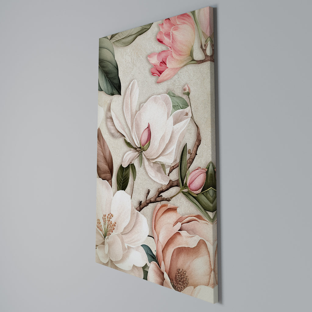 FLORAL GRACE Vertical Canvas Print