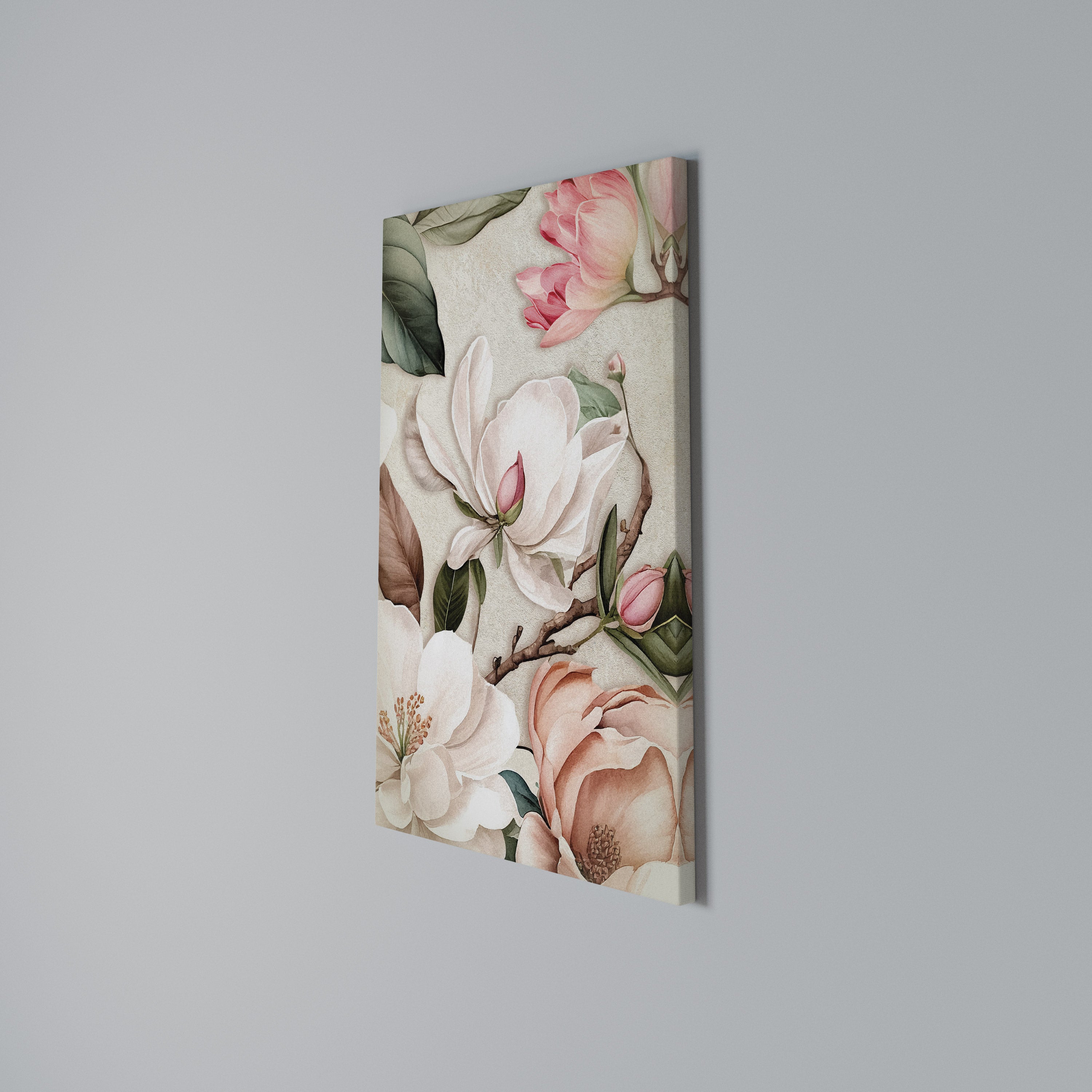 FLORAL GRACE Vertical Canvas Print