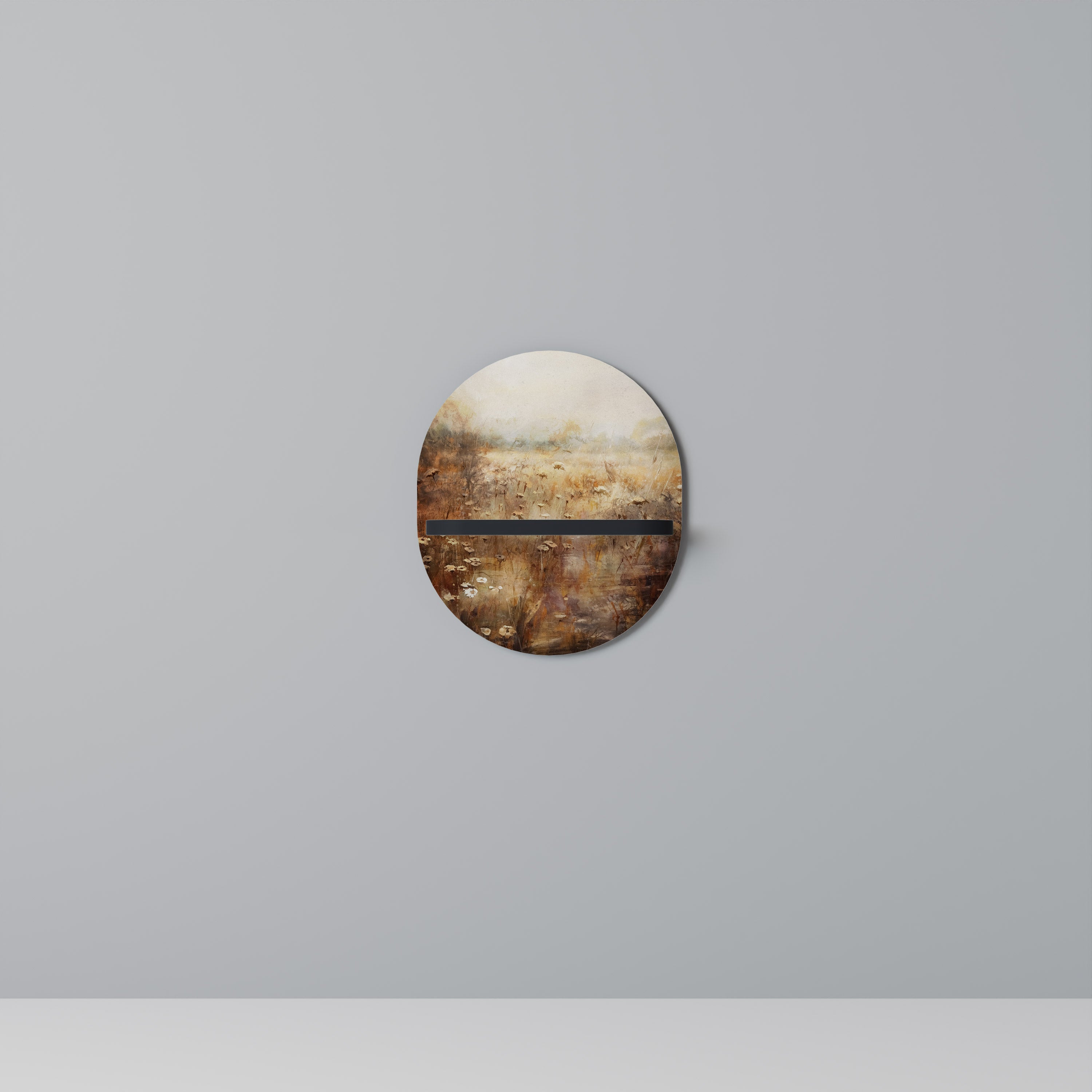 Étagère d'art ovale TRANQUIL FIELD en finition noire