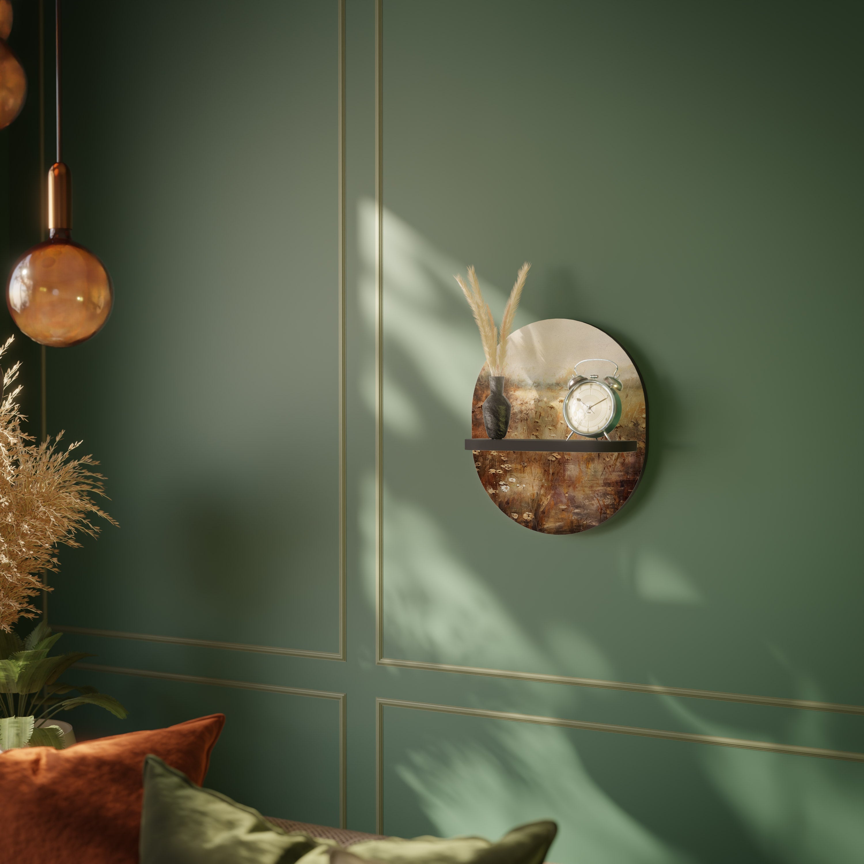 Étagère d'art ovale TRANQUIL FIELD en finition noire