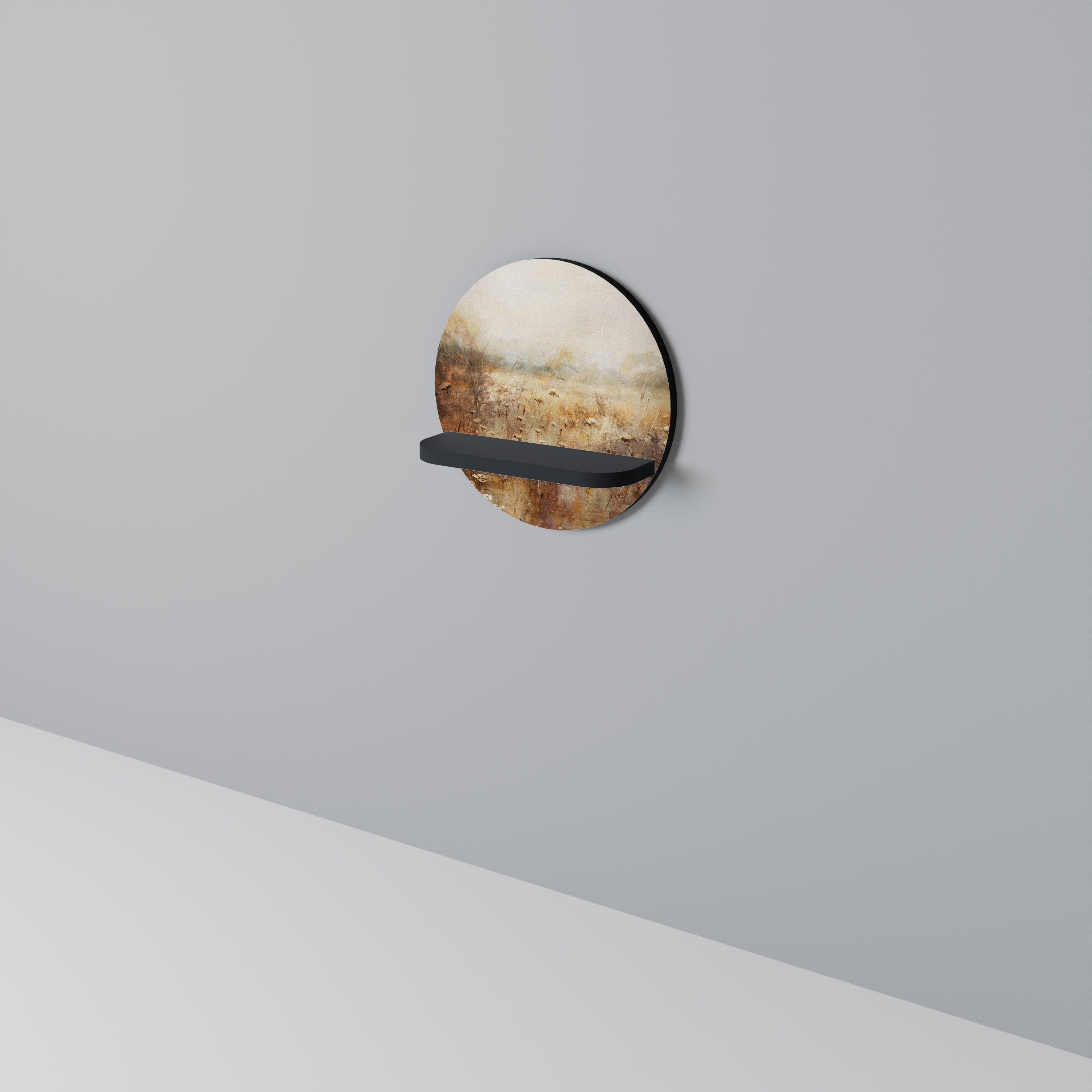 Étagère d'art ronde TRANQUIL FIELD en finition noire