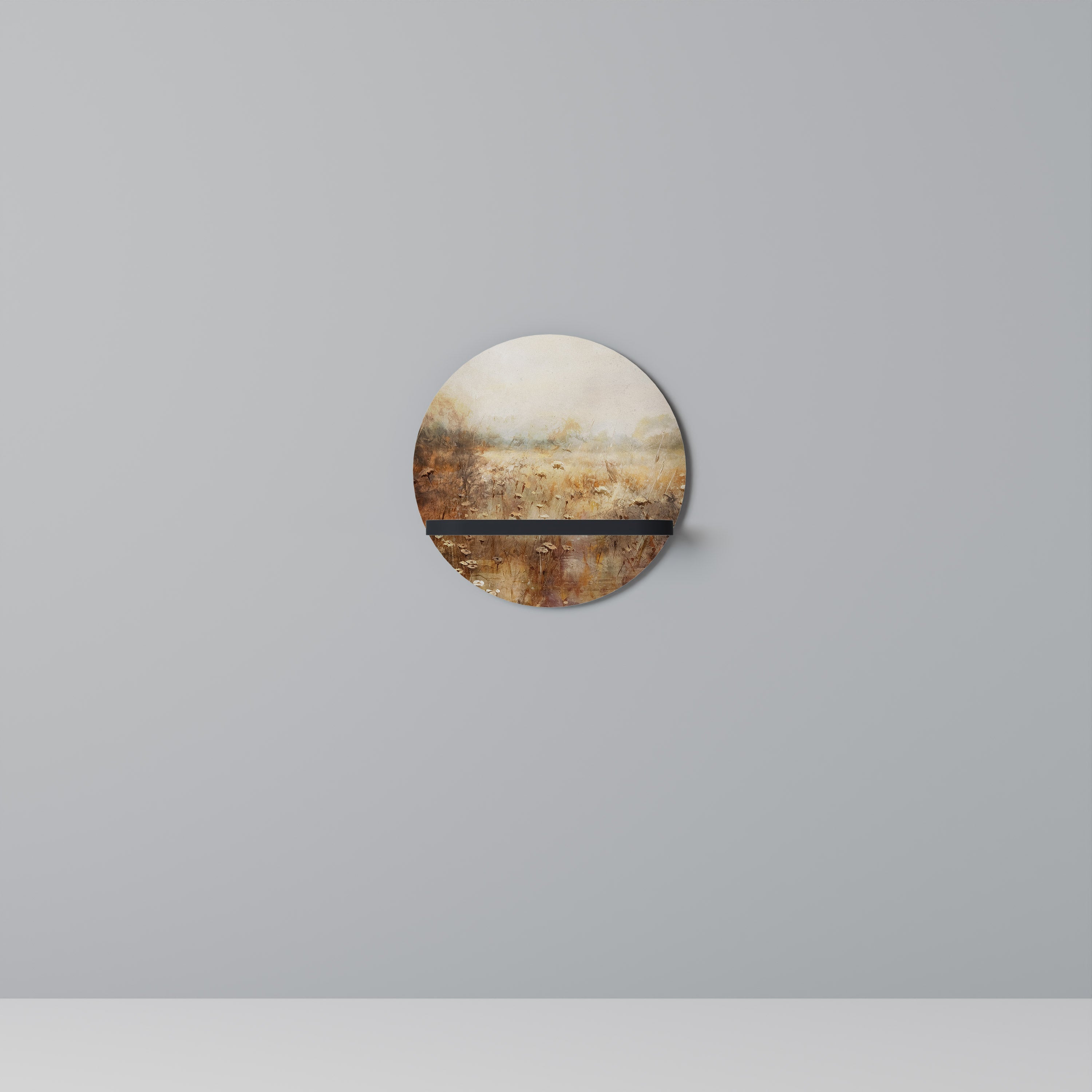 Étagère d'art ronde TRANQUIL FIELD en finition noire