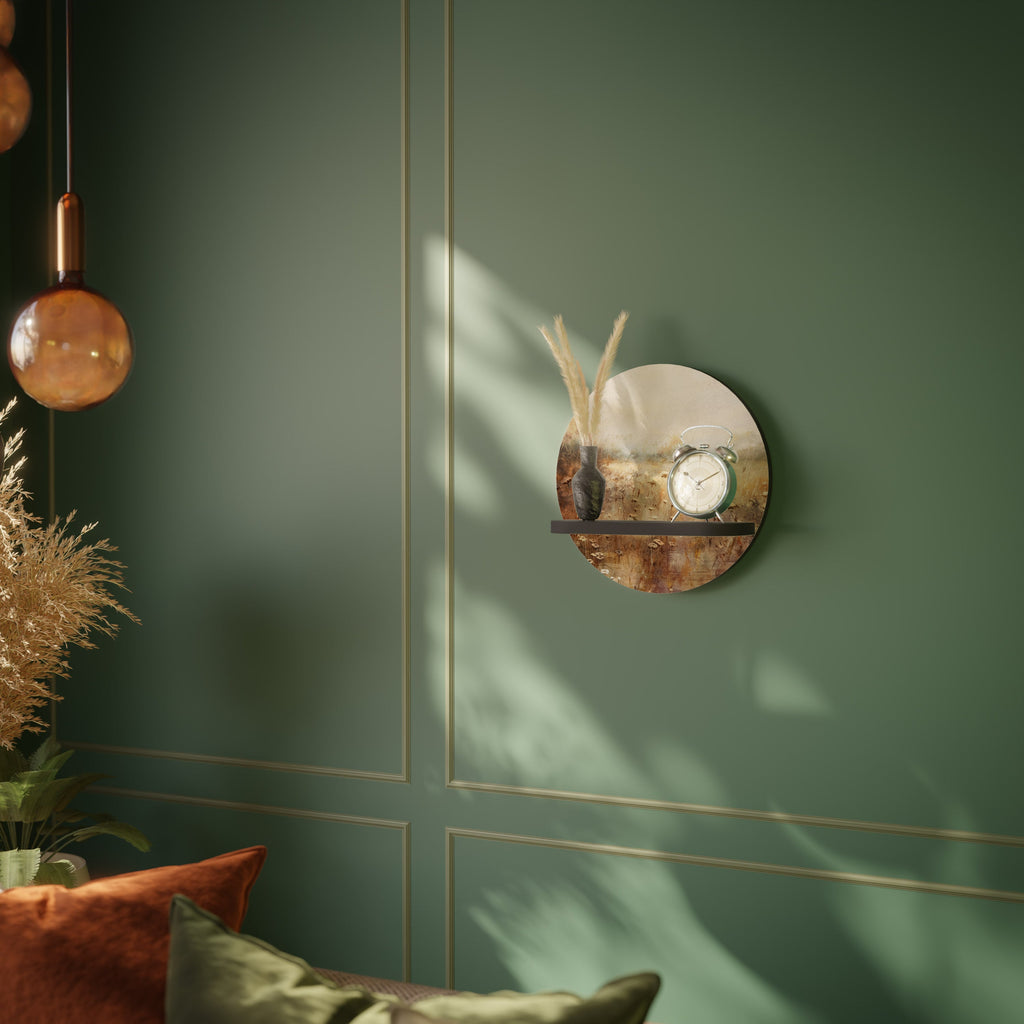 TRANQUIL FIELD Round Art Shelf In Black Finish