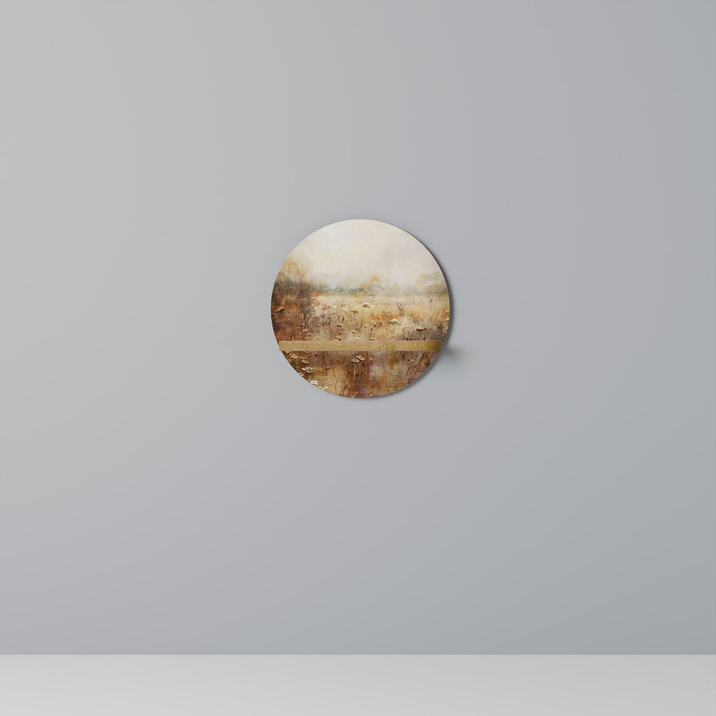 Étagère d'art ronde TRANQUIL FIELD effet chêne