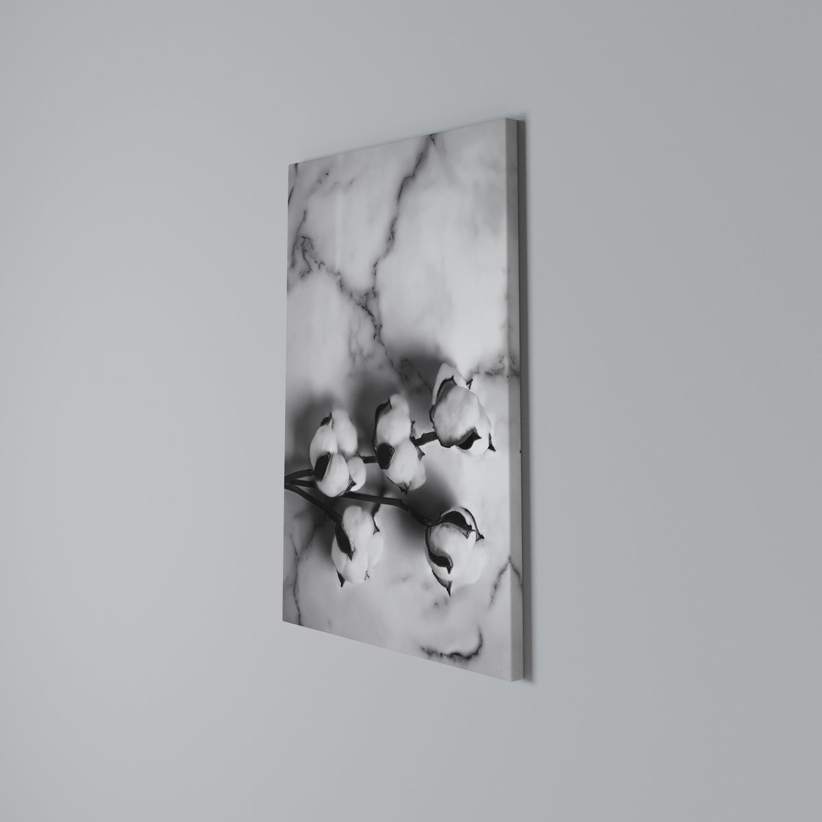 MONOCHROME COTTON DREAMS Vertical Canvas Print