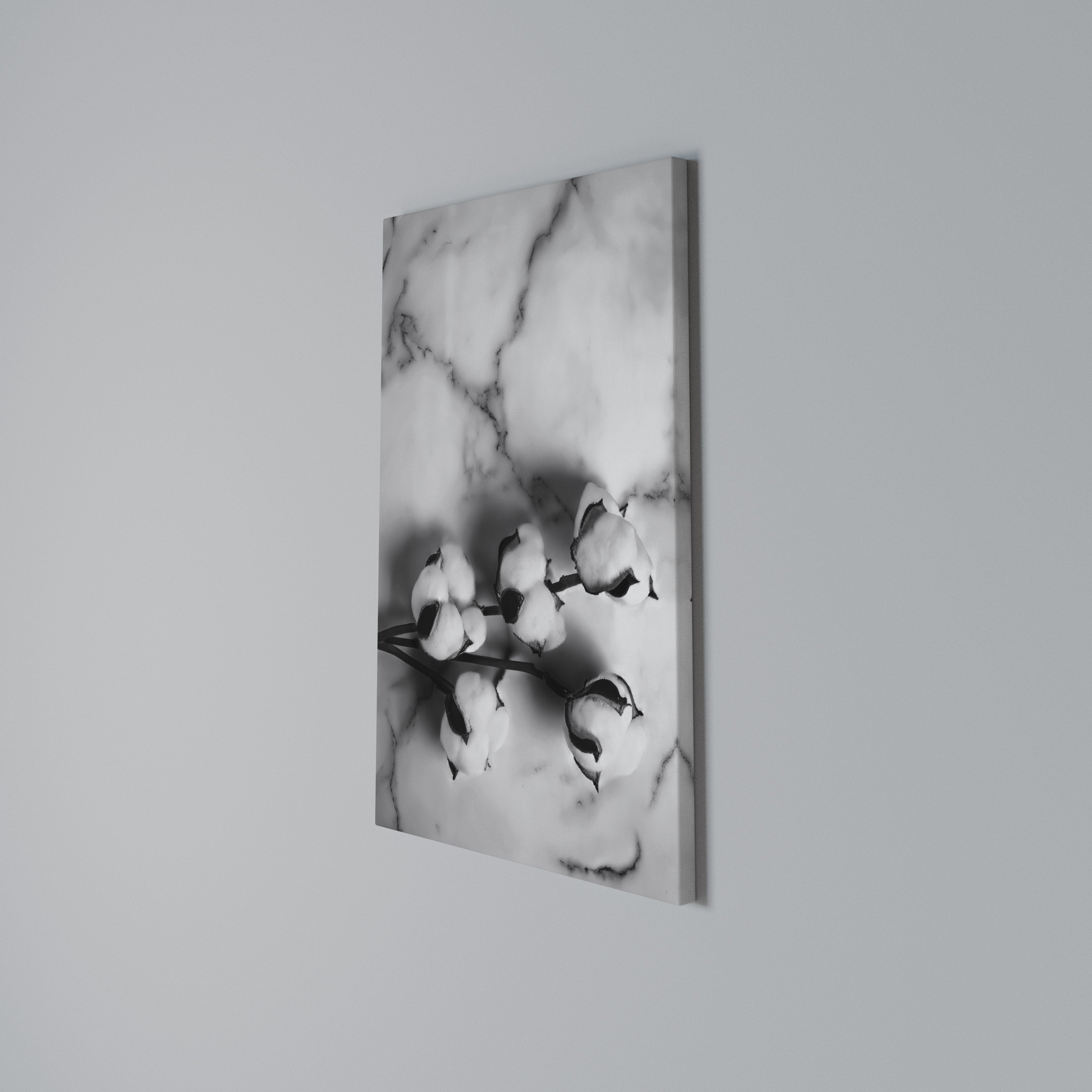 MONOCHROME COTTON DREAMS Vertical Canvas Print