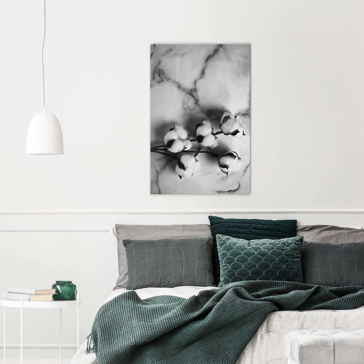 MONOCHROME COTTON DREAMS Vertical Canvas Print
