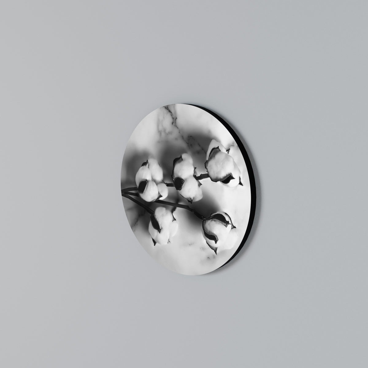 MONOCHROME COTTON DREAMS Round Wall Art
