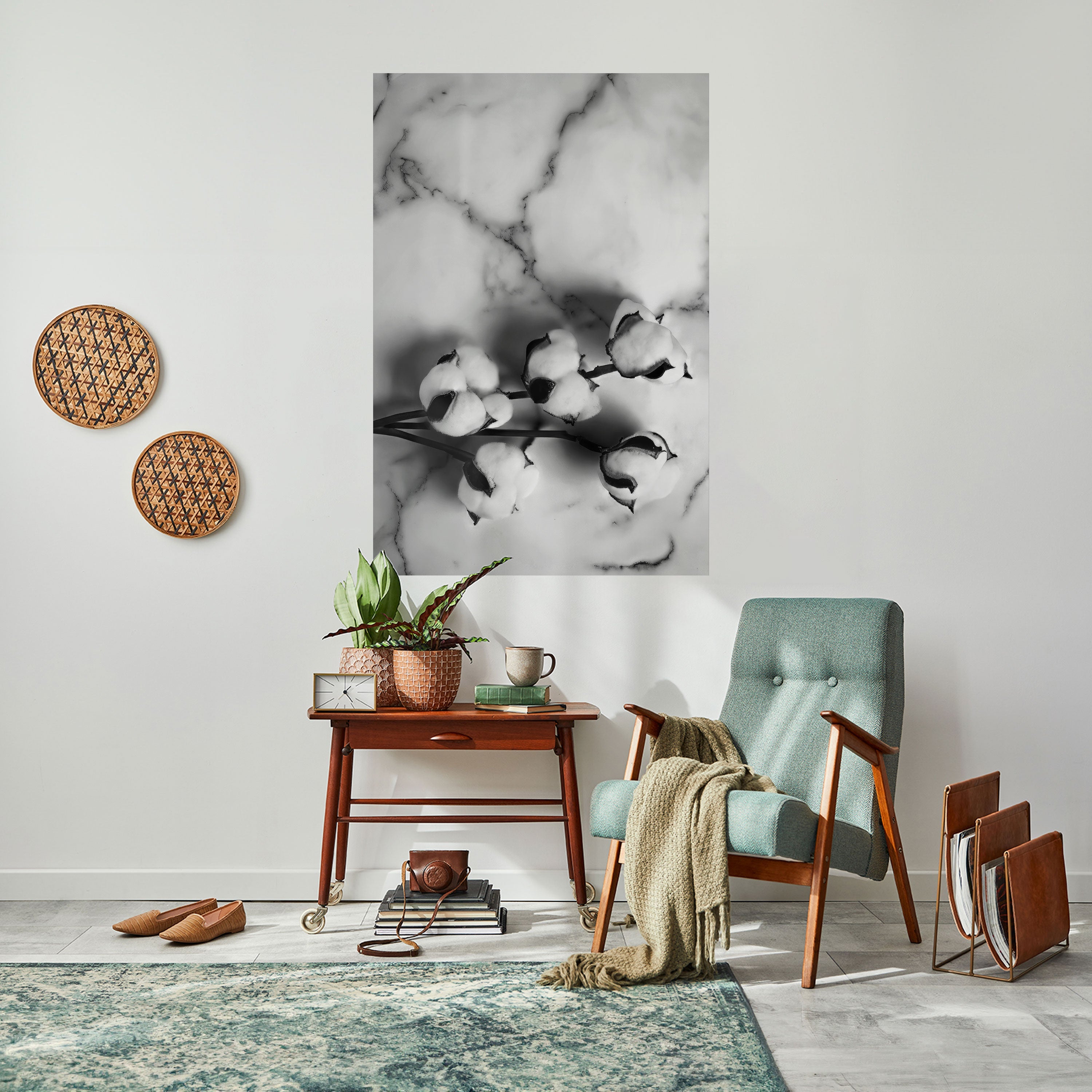 Affiche verticale autocollante « Rêves de coton monochromes »