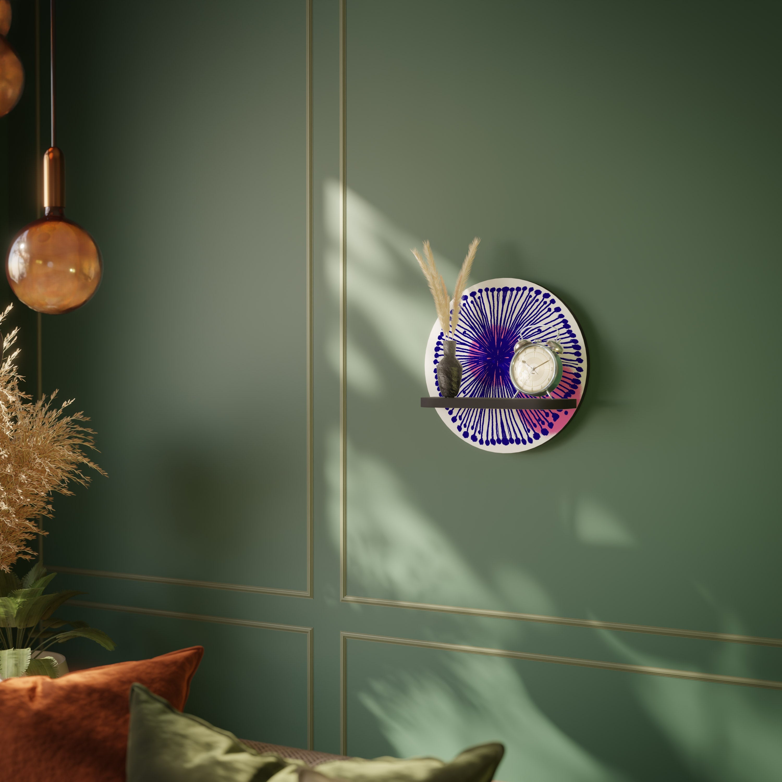 Étagère d'art ronde MAGIC NATURE en finition noire