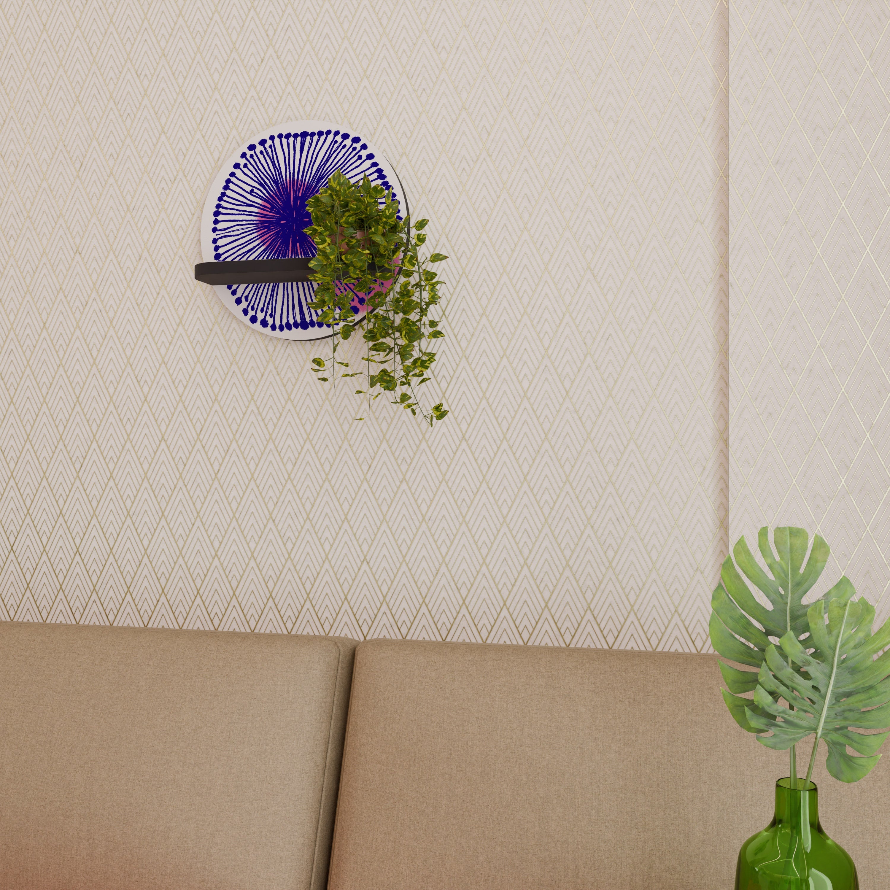 Étagère d'art ronde MAGIC NATURE en finition noire