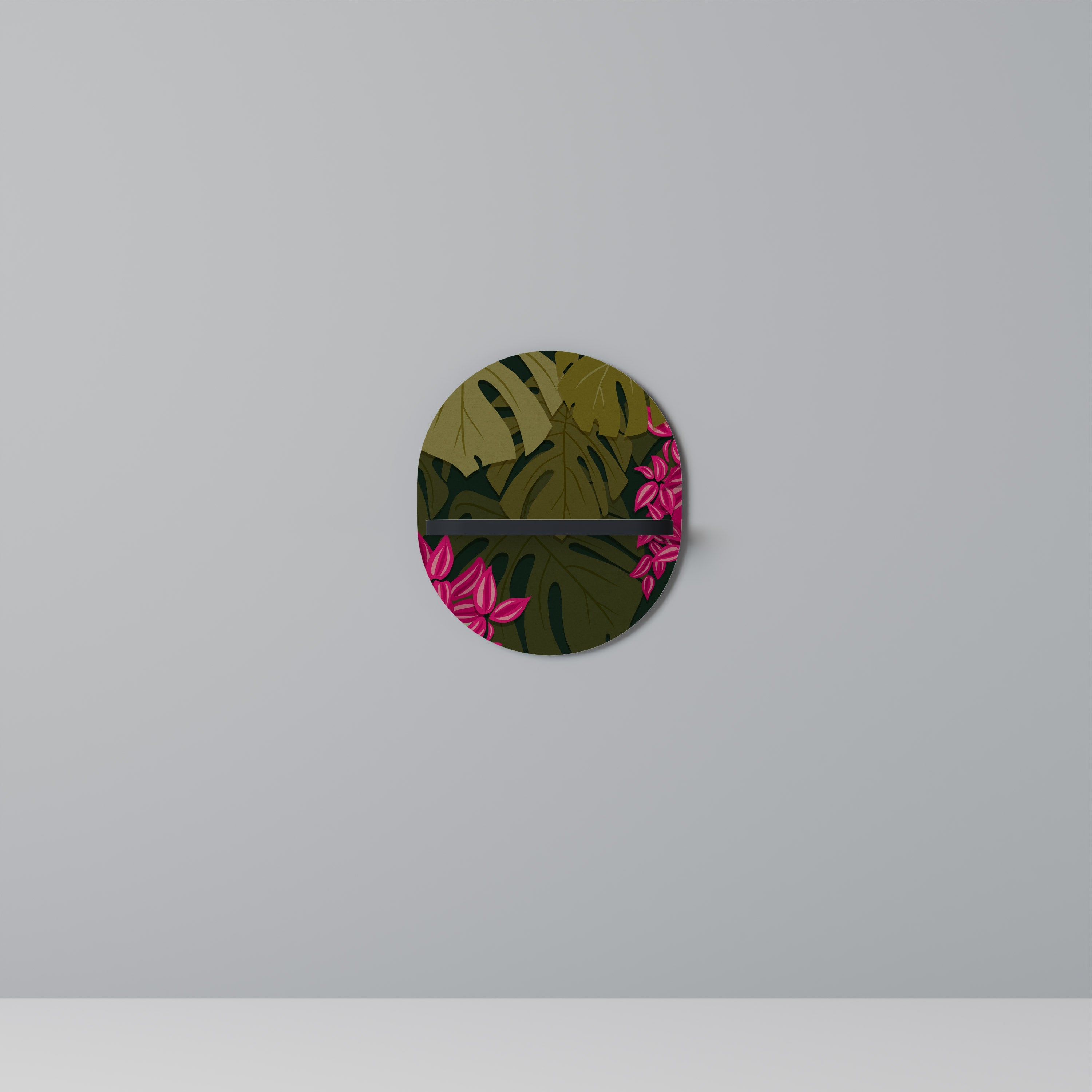 Étagère d'art ovale TROPICAL BEAUTY en finition noire