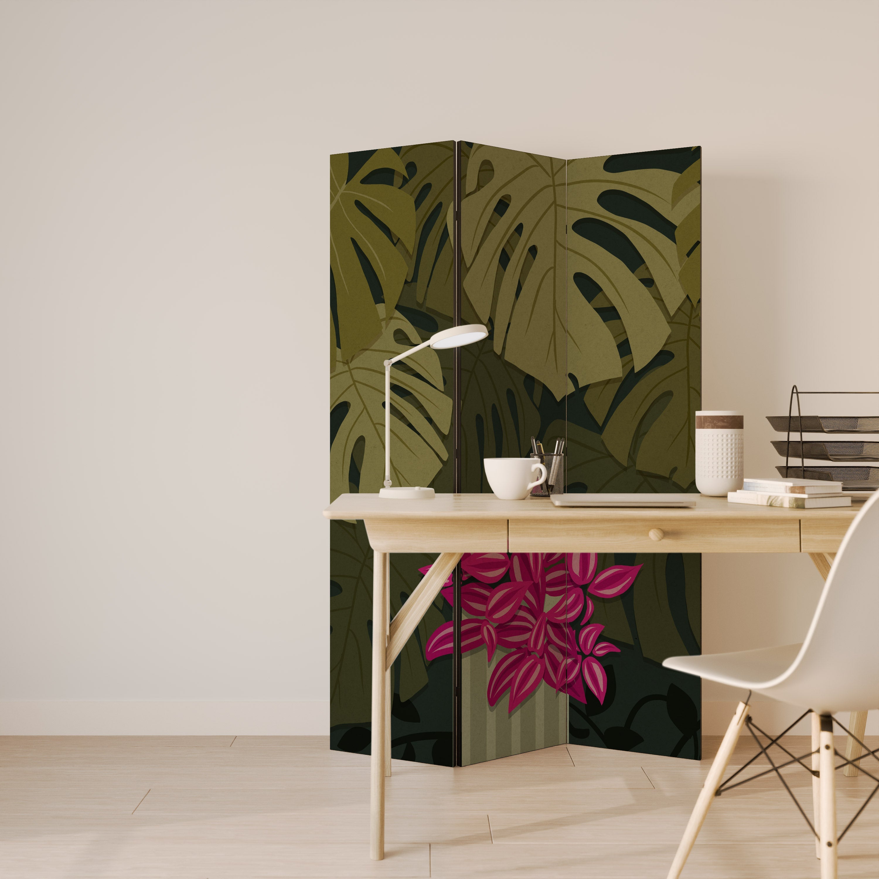 Paravent décoratif à 3 panneaux BEAUTÉ TROPICALE