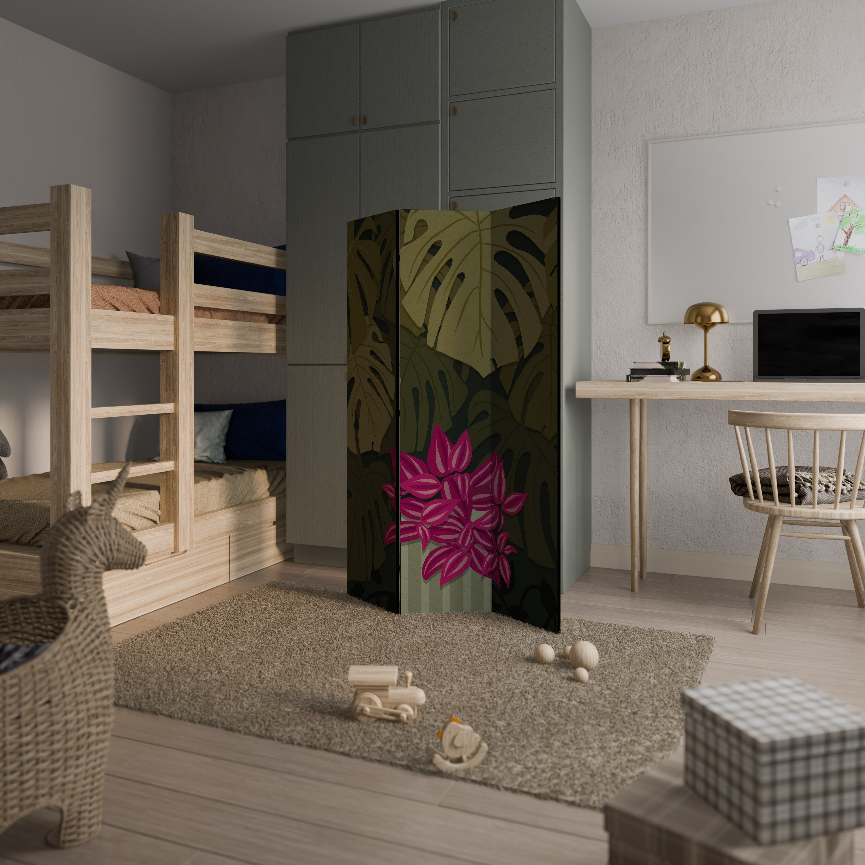 Paravent décoratif à 3 panneaux BEAUTÉ TROPICALE