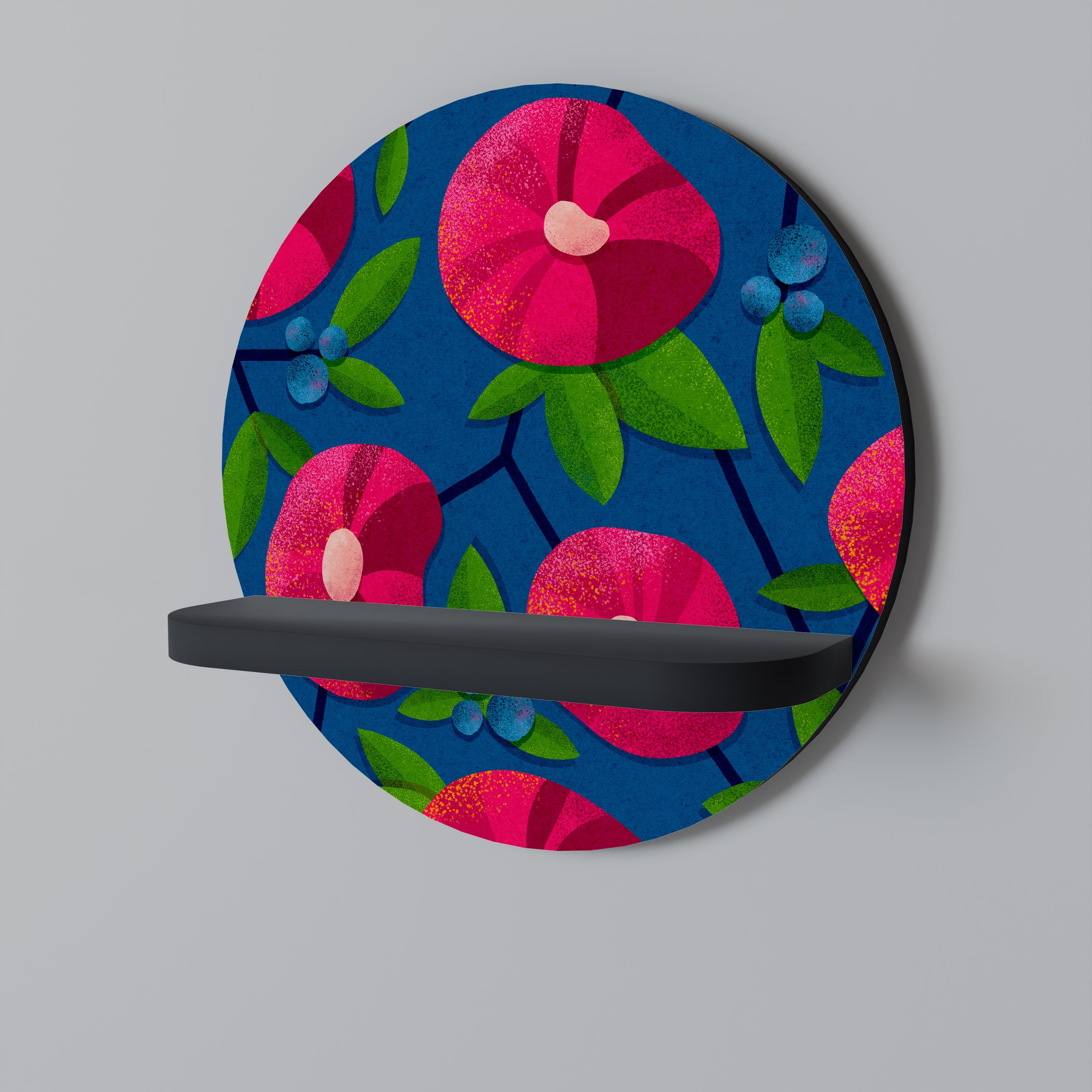 Étagère d'art ronde SPRING THOUGHTS en finition noire