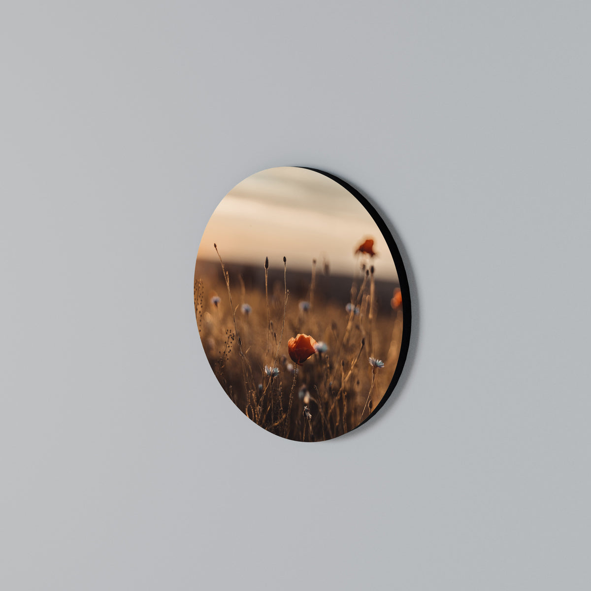 GLOWING MEADOWS AT DUSK Round Wall Art
