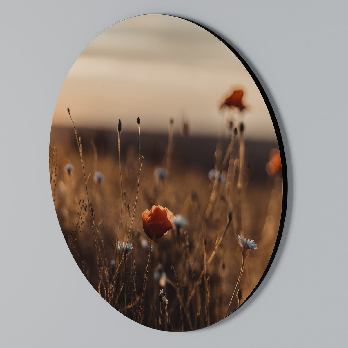 GLOWING MEADOWS AT DUSK Round Wall Art
