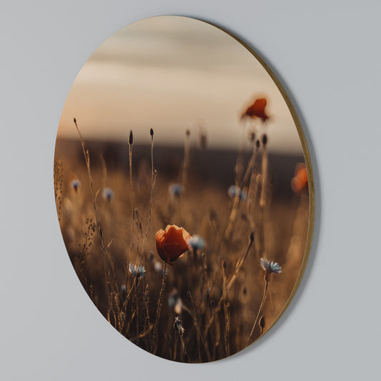 GLOWING MEADOWS AT DUSK Round Wall Art