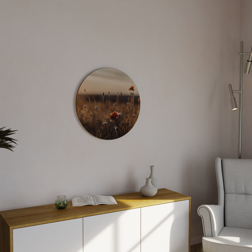 GLOWING MEADOWS AT DUSK Round Wall Art
