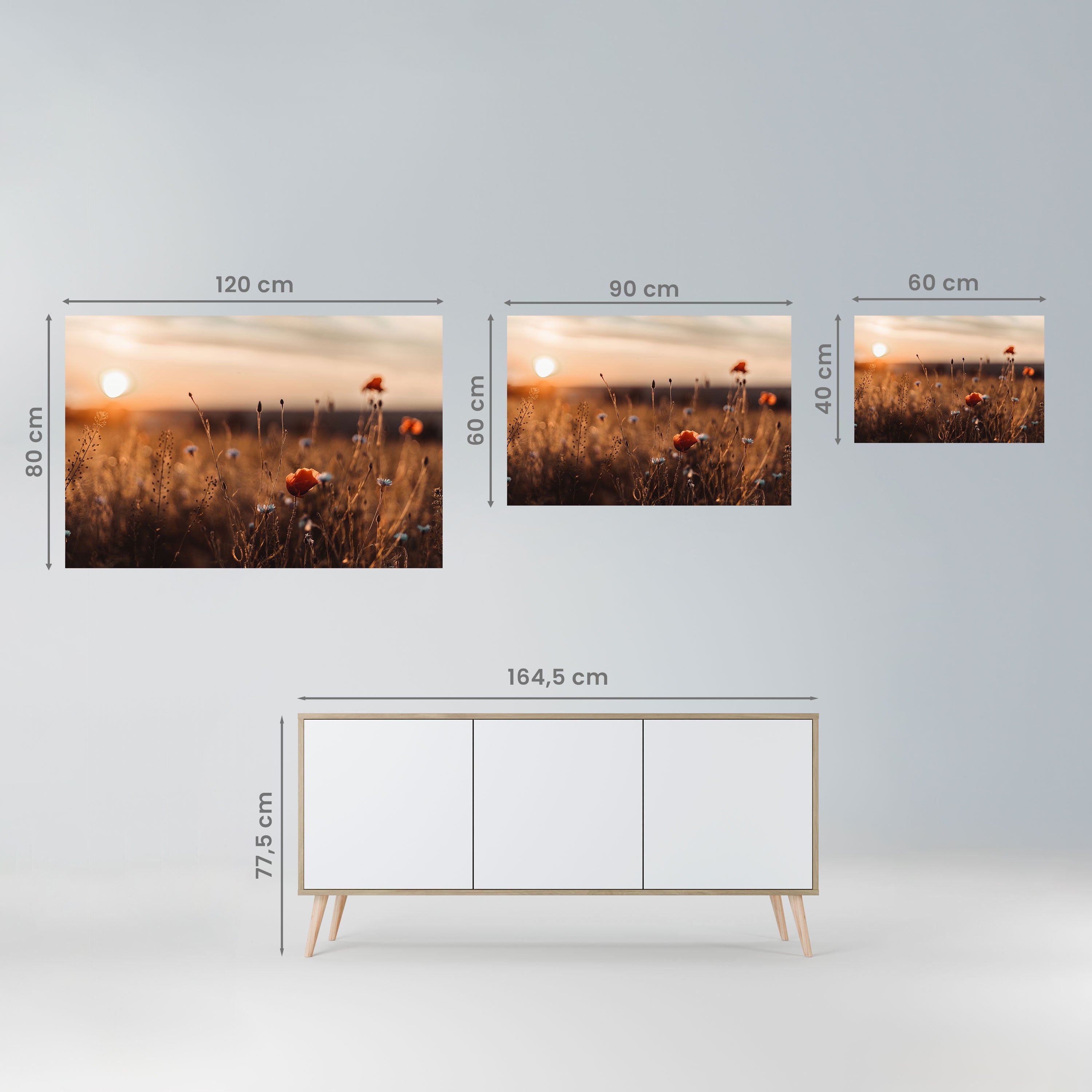 Affiche horizontale autocollante « PRAIRIES LUMINEUSES AU CRÉPUSCULE »