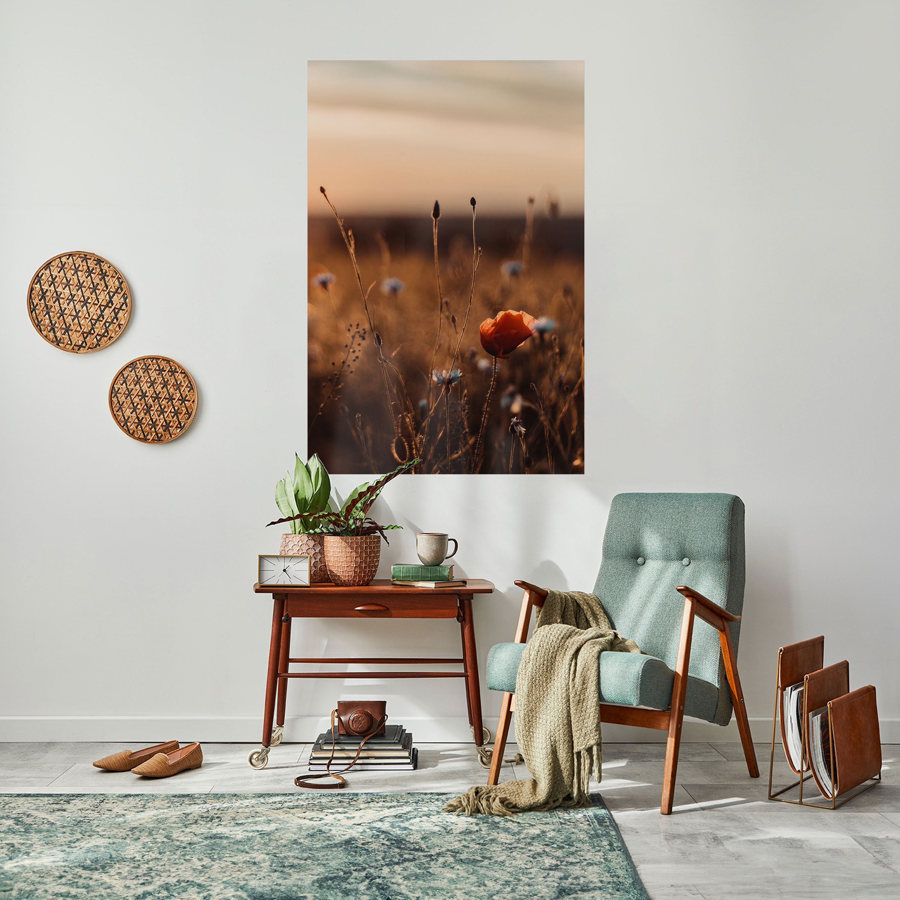 Affiche verticale autocollante « PRAIRIES LUMINEUSES AU CRÉPUSCULE »