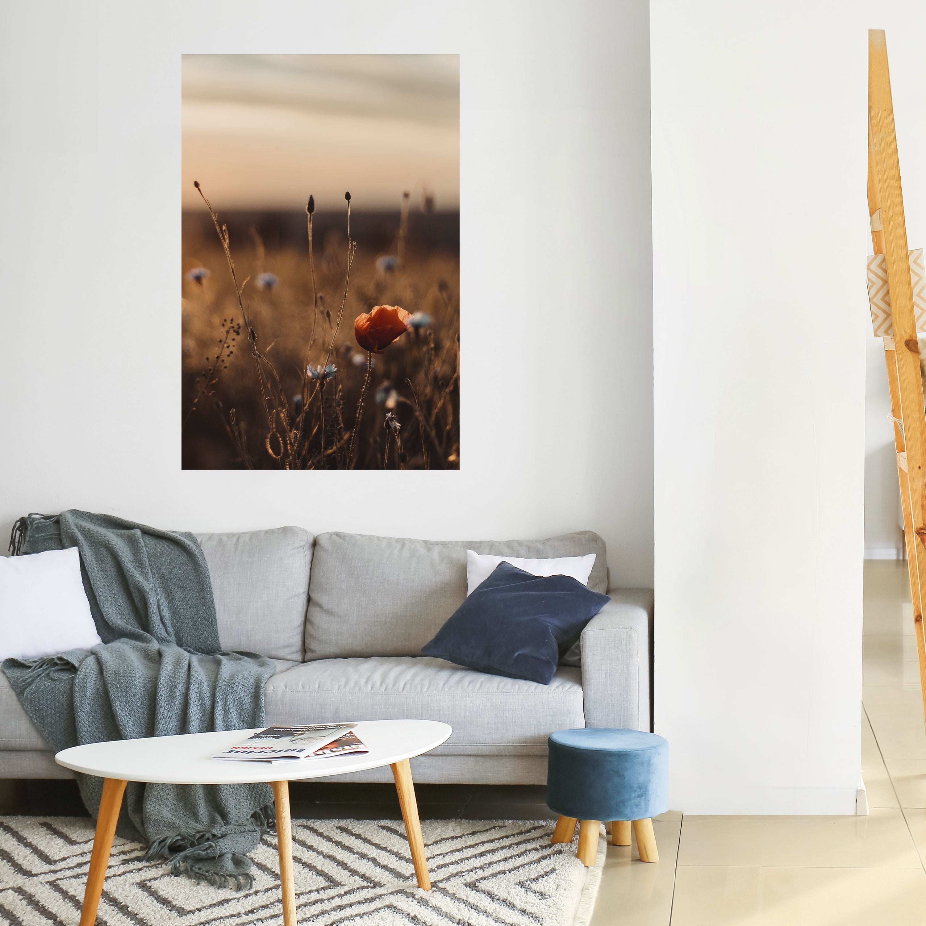 Affiche verticale autocollante « PRAIRIES LUMINEUSES AU CRÉPUSCULE »