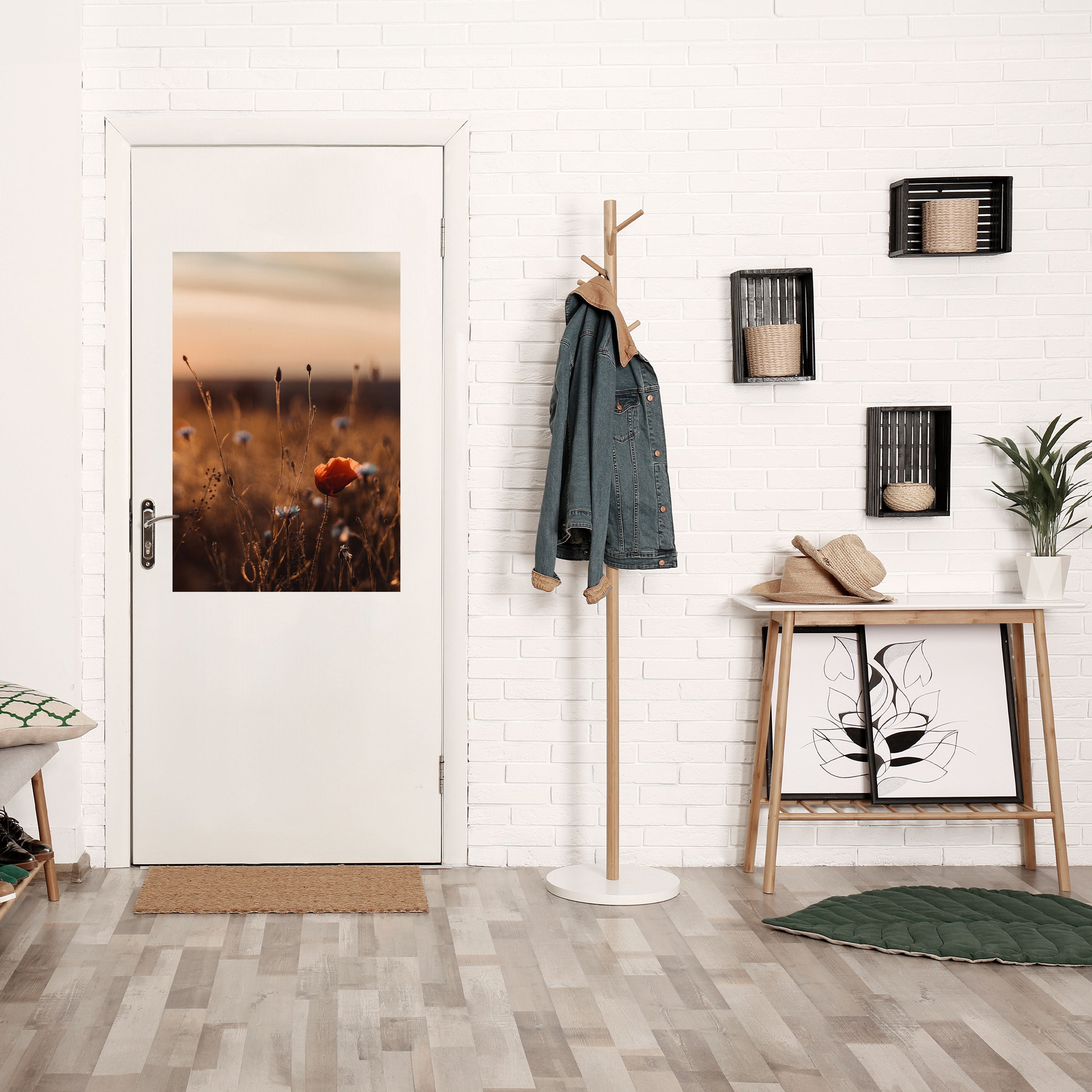 Affiche verticale autocollante « PRAIRIES LUMINEUSES AU CRÉPUSCULE »