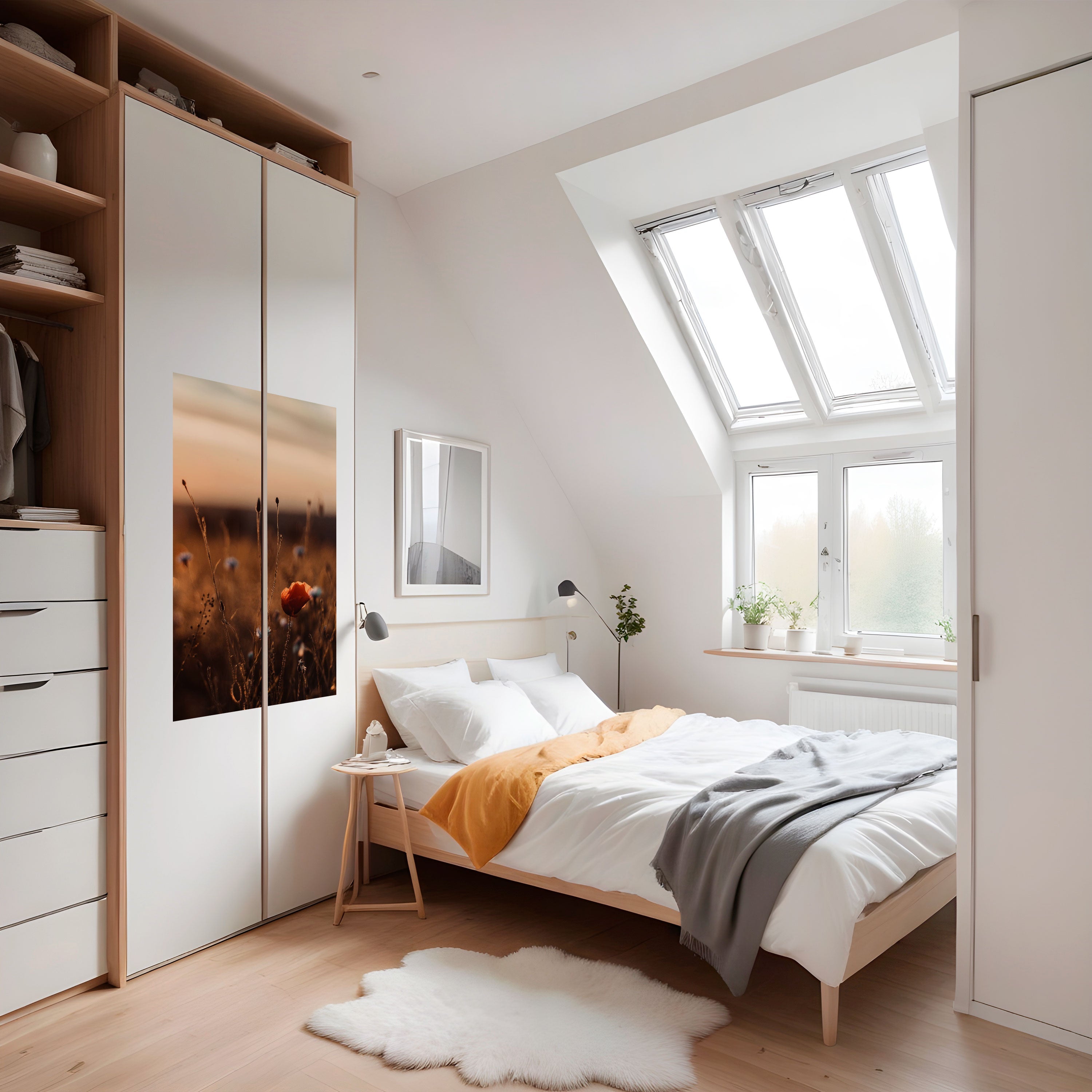 Affiche verticale autocollante « PRAIRIES LUMINEUSES AU CRÉPUSCULE »