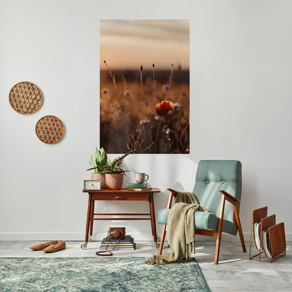 Affiche verticale autocollante « PRAIRIES LUMINEUSES AU CRÉPUSCULE »